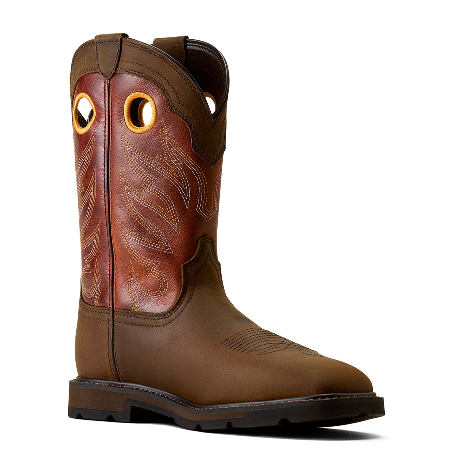 Ariat Men's Groundwork Brown Waterproof Wide Square Steel Toe Work Boot 10082160