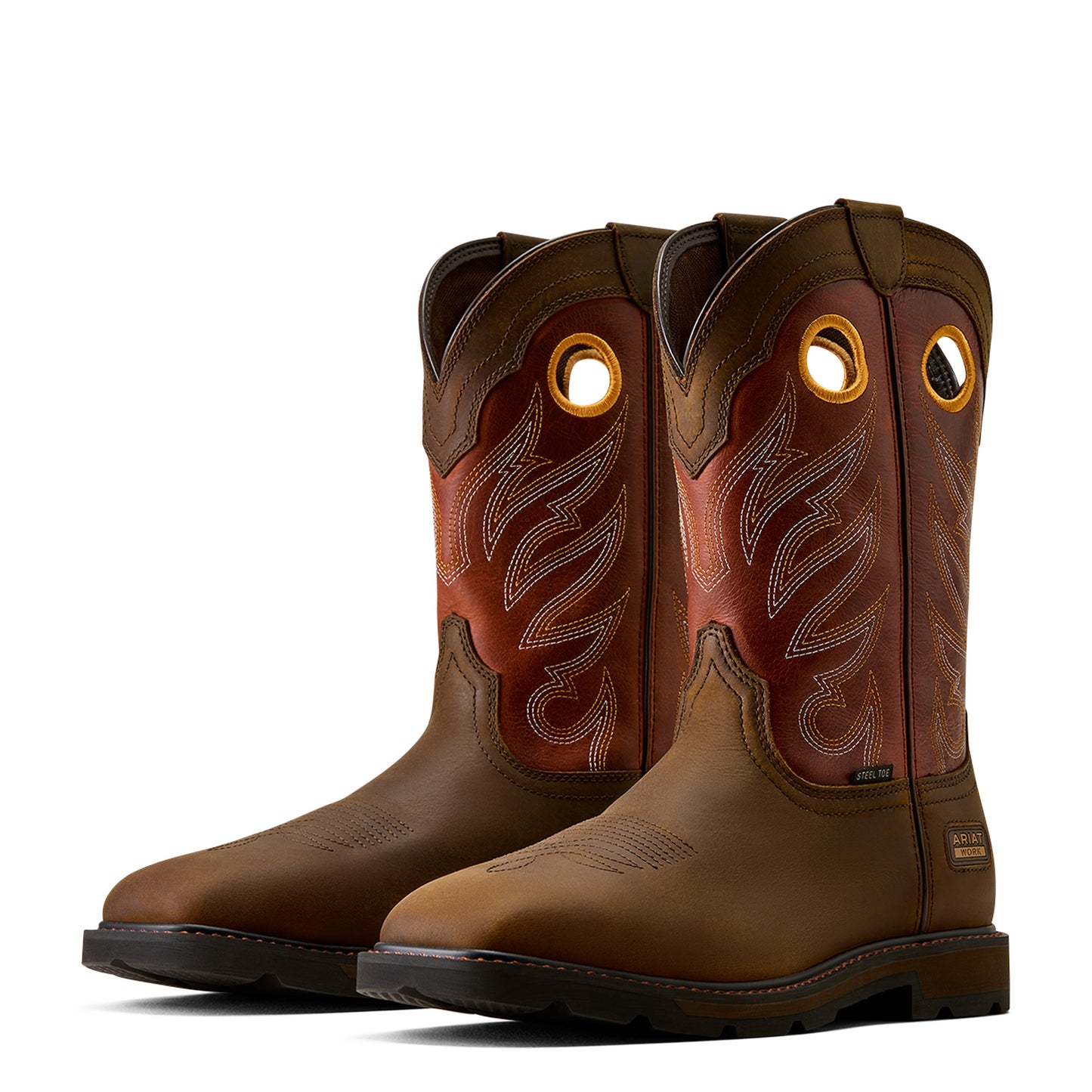 Ariat Men's Groundwork Brown Waterproof Wide Square Steel Toe Work Boot 10082160