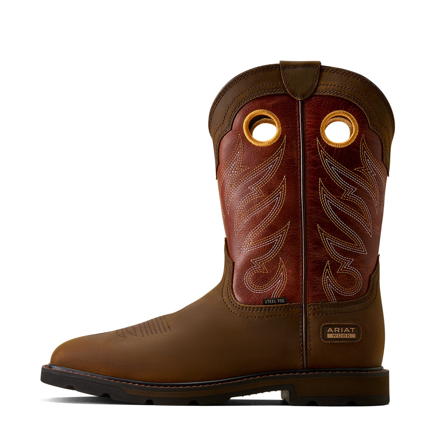 Ariat Men's Groundwork Brown Waterproof Wide Square Steel Toe Work Boot 10082160