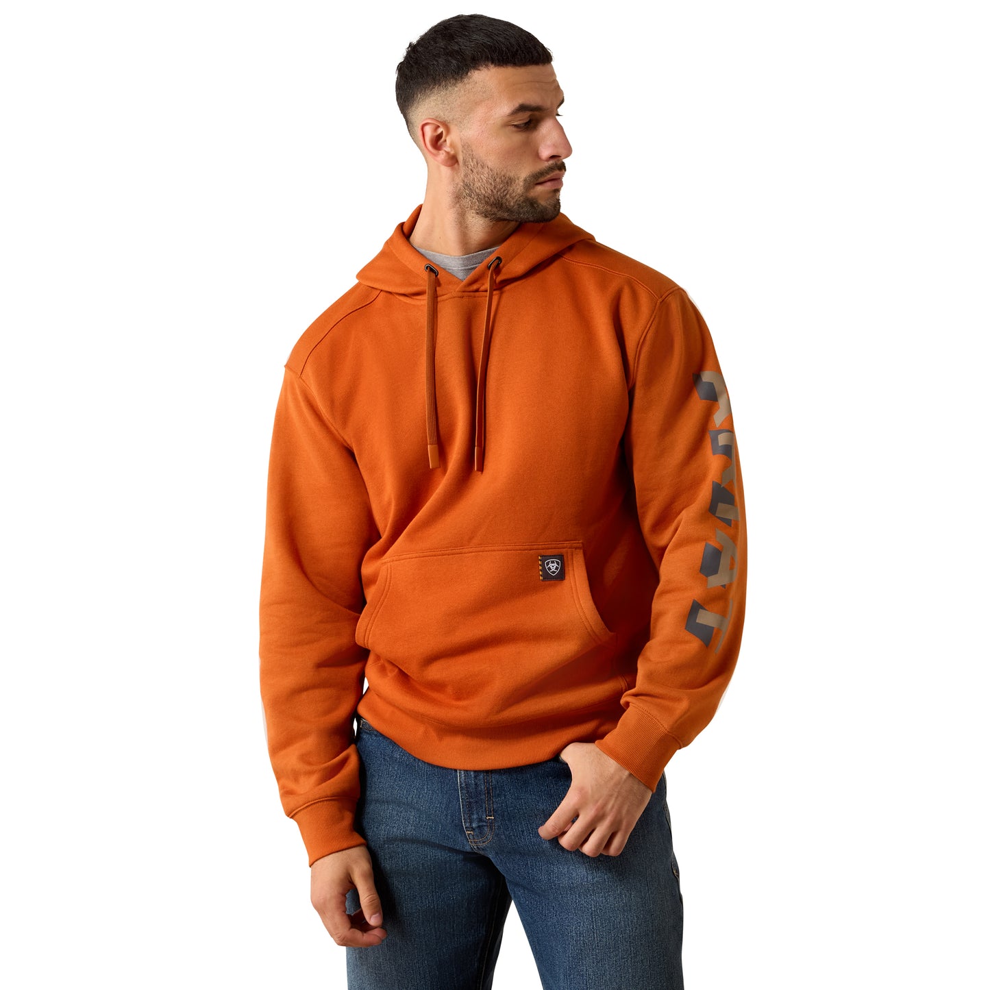 Ariat Men's Rebar Lightweight Umber Logo Hoodie 10082206