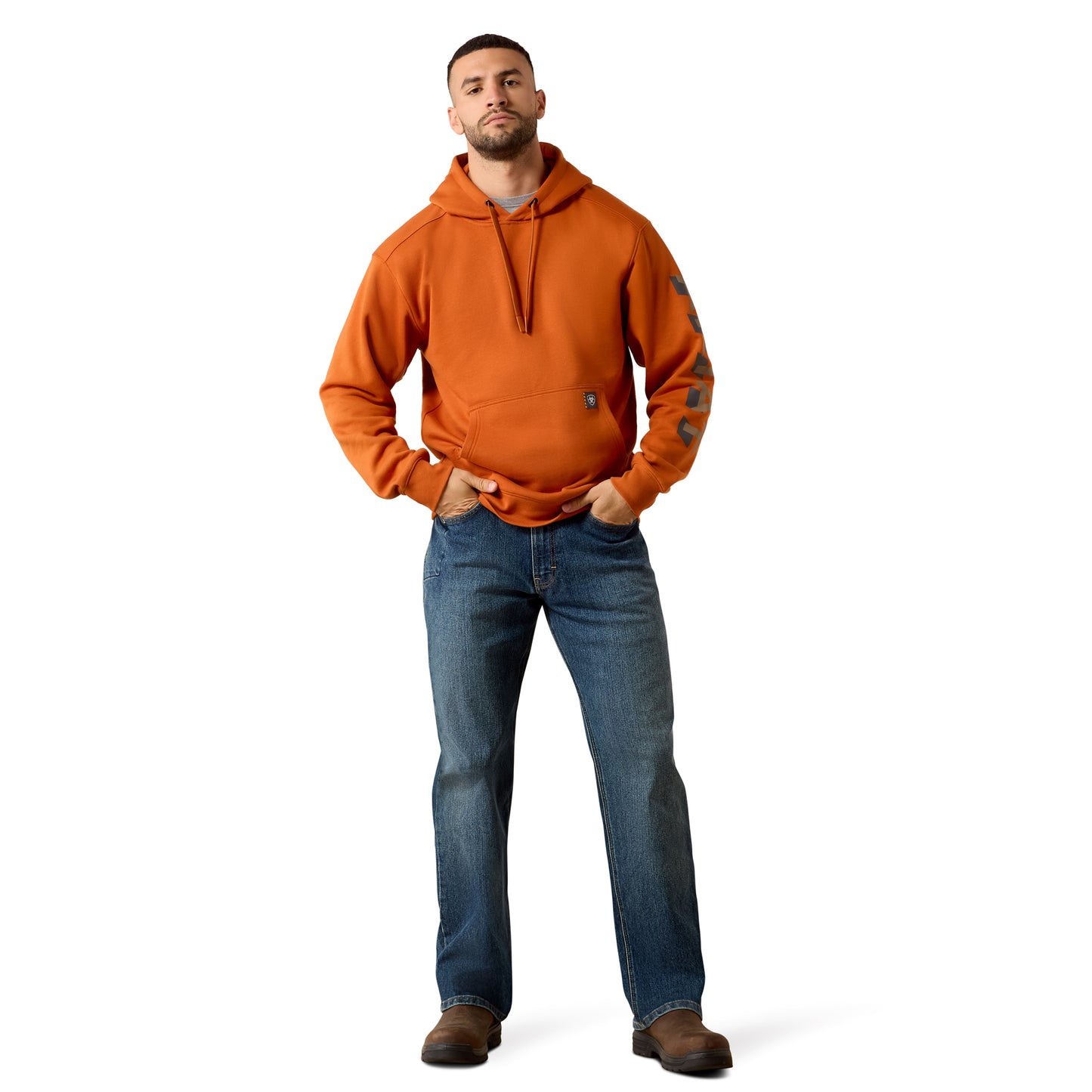 Ariat Men's Rebar Lightweight Umber Logo Hoodie 10082206