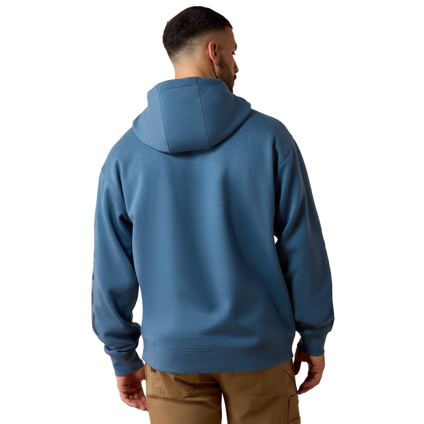 Ariat Men's Rebar Lightweight Blue Fushion Heather Logo Hoodie 10082208