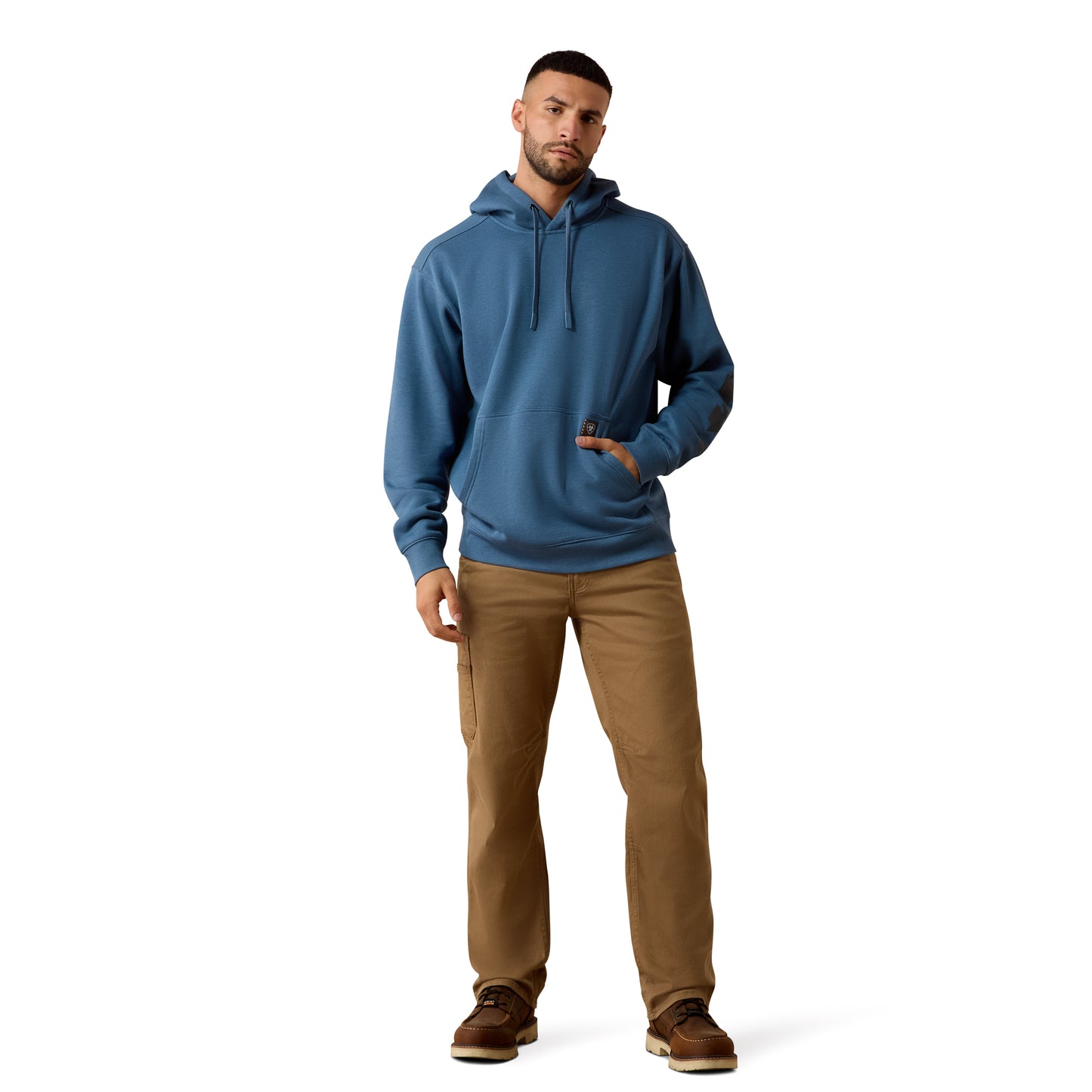 Ariat Men's Rebar Lightweight Blue Fushion Heather Logo Hoodie 10082208
