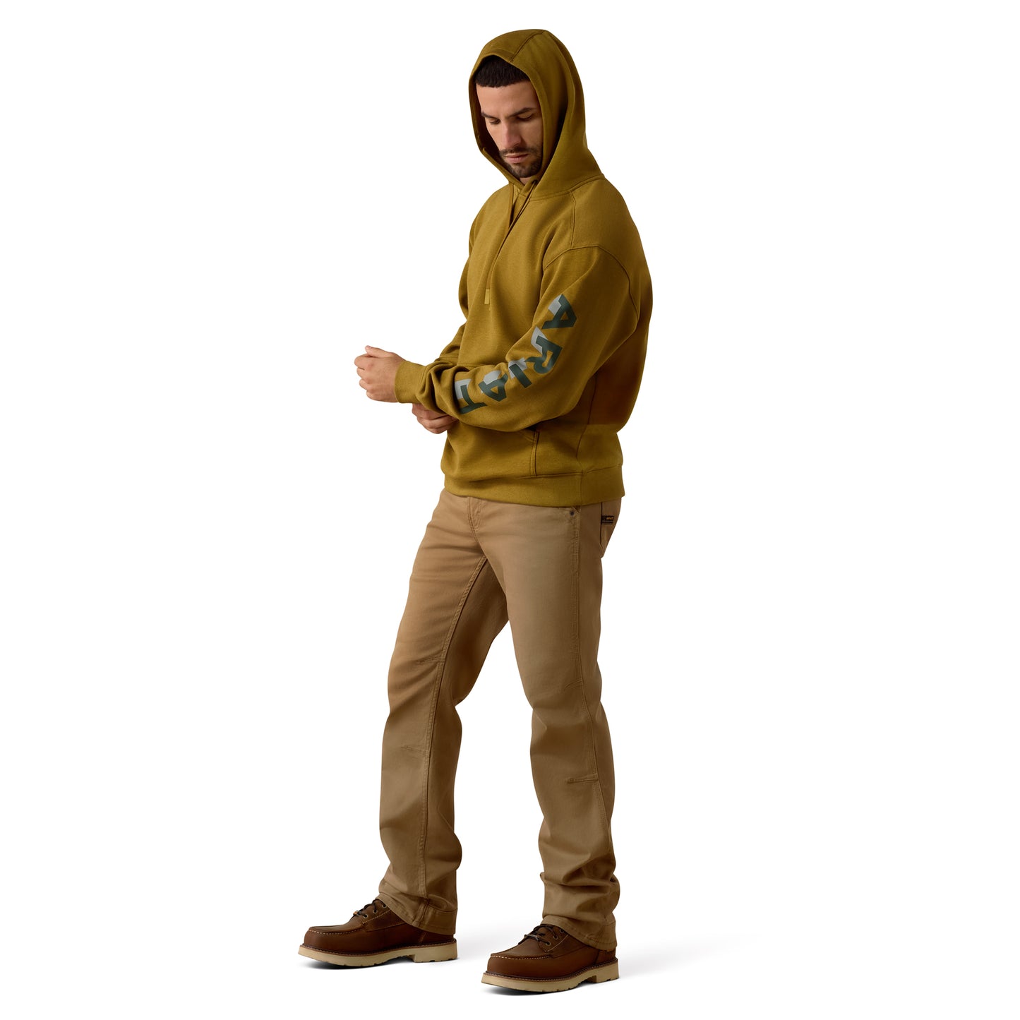 Ariat Men's Rebar Lightweight Plantation Heather Logo Hoodie 10082209
