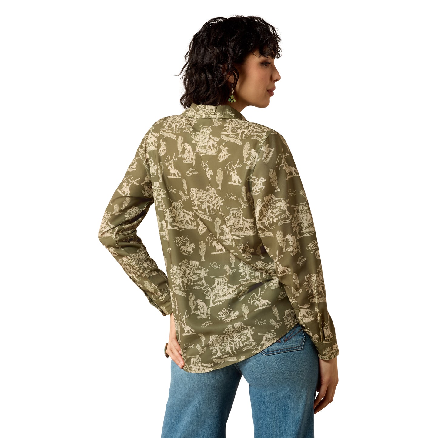 Ariat Ladies Homestyle Moss Green Button Shirt 10079273