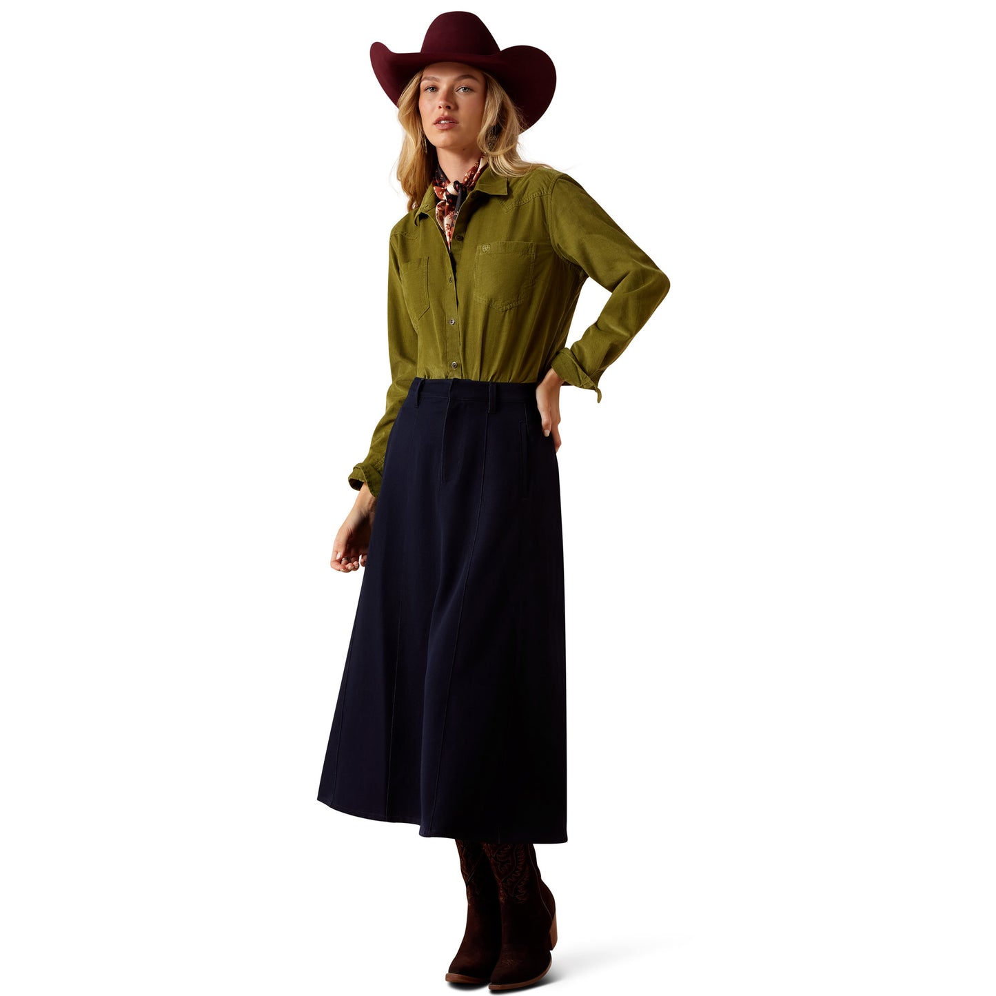 Ariat Ladies Billie Jean Moss Green Button Down Shirt 10079274
