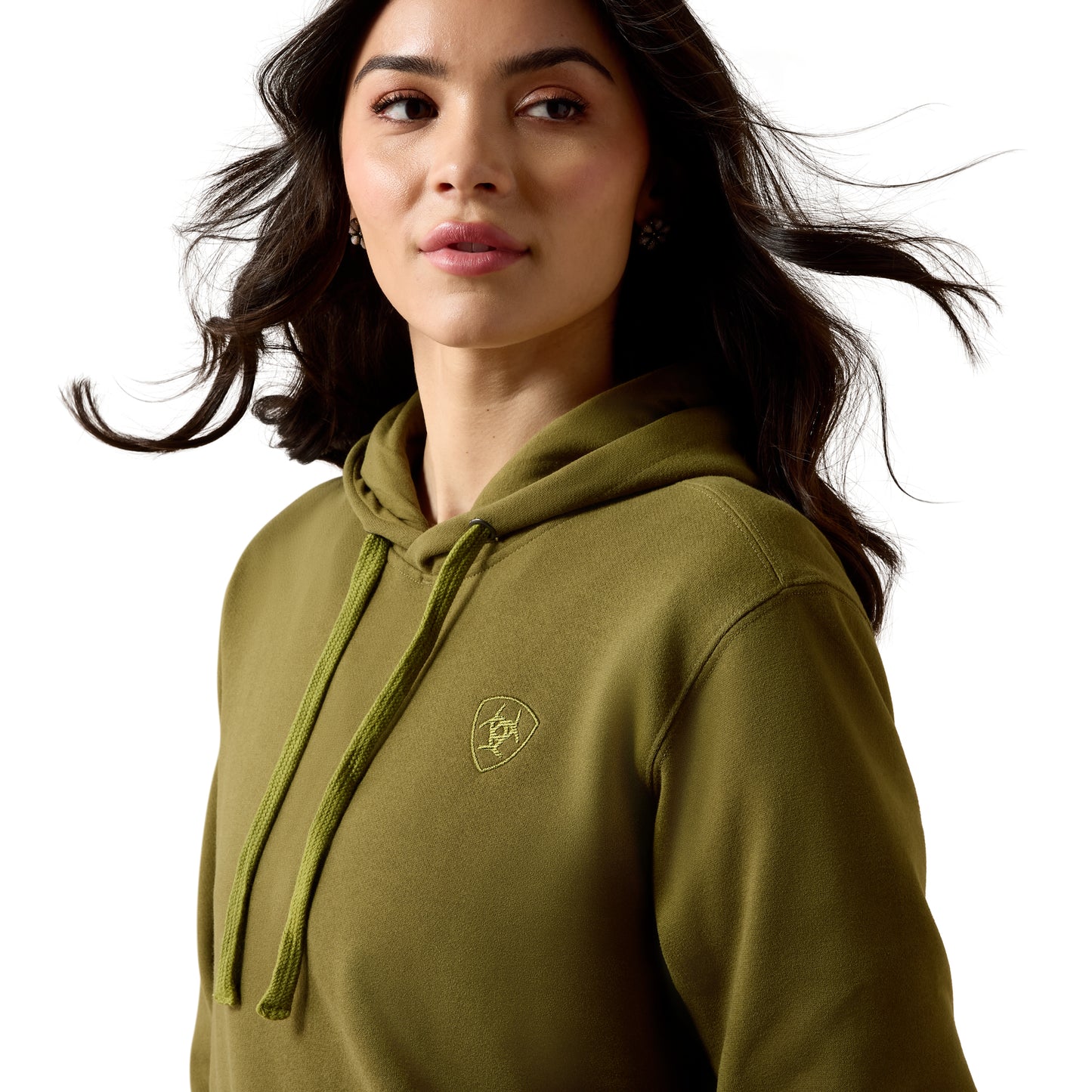 Ariat Ladies Logo 2.0 Moss Green Fleece Hoodie 10079275
