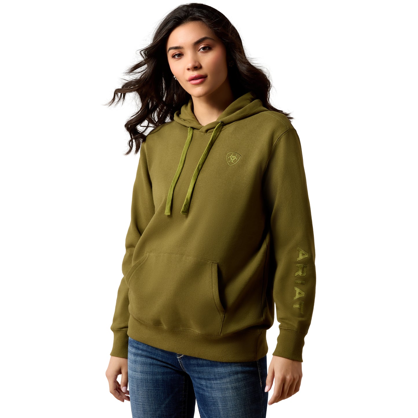 Ariat Ladies Logo 2.0 Moss Green Fleece Hoodie 10079275