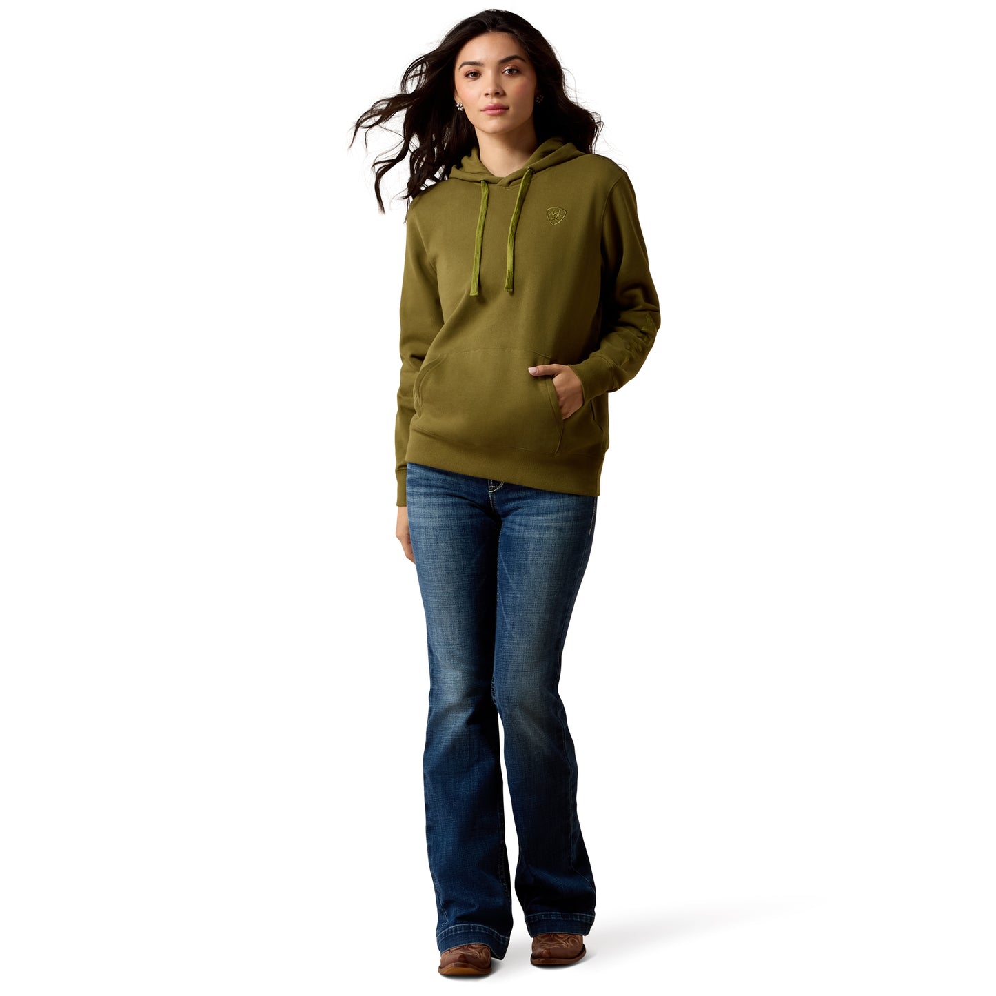 Ariat Ladies Logo 2.0 Moss Green Fleece Hoodie 10079275