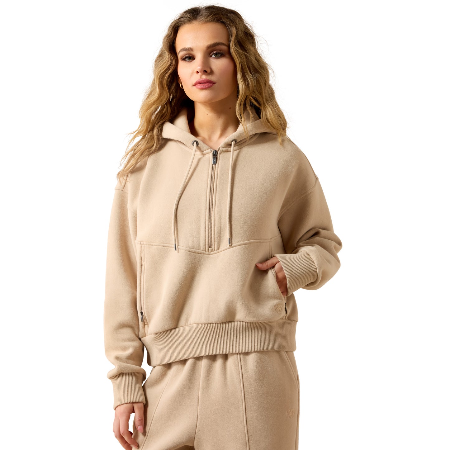 Ariat Ladies Moonstone Beige Compass 1/2 Zip Sweatshirt 10079278