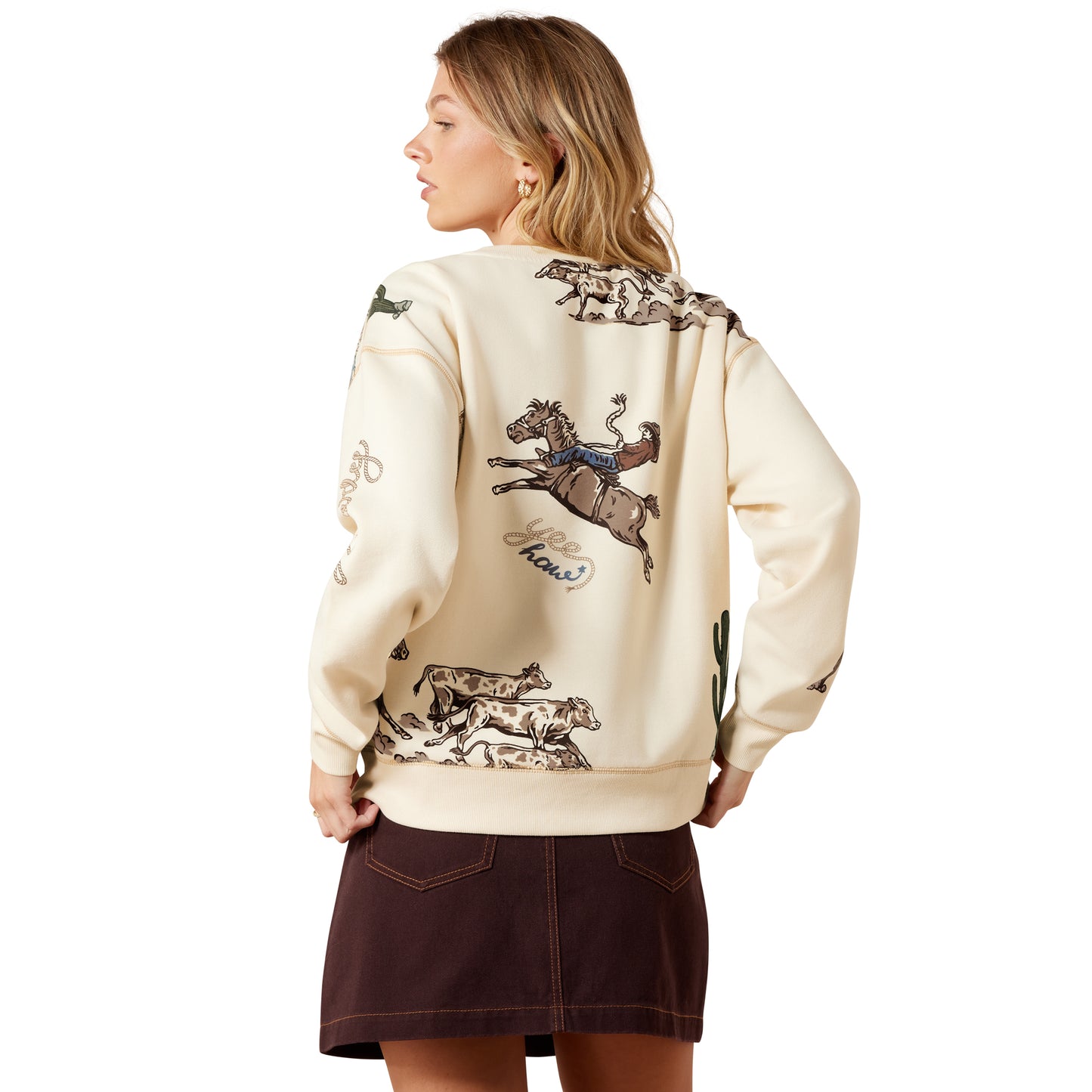 Ariat Ladies Rancher Parchment Novelty Sweatshirt 10079307