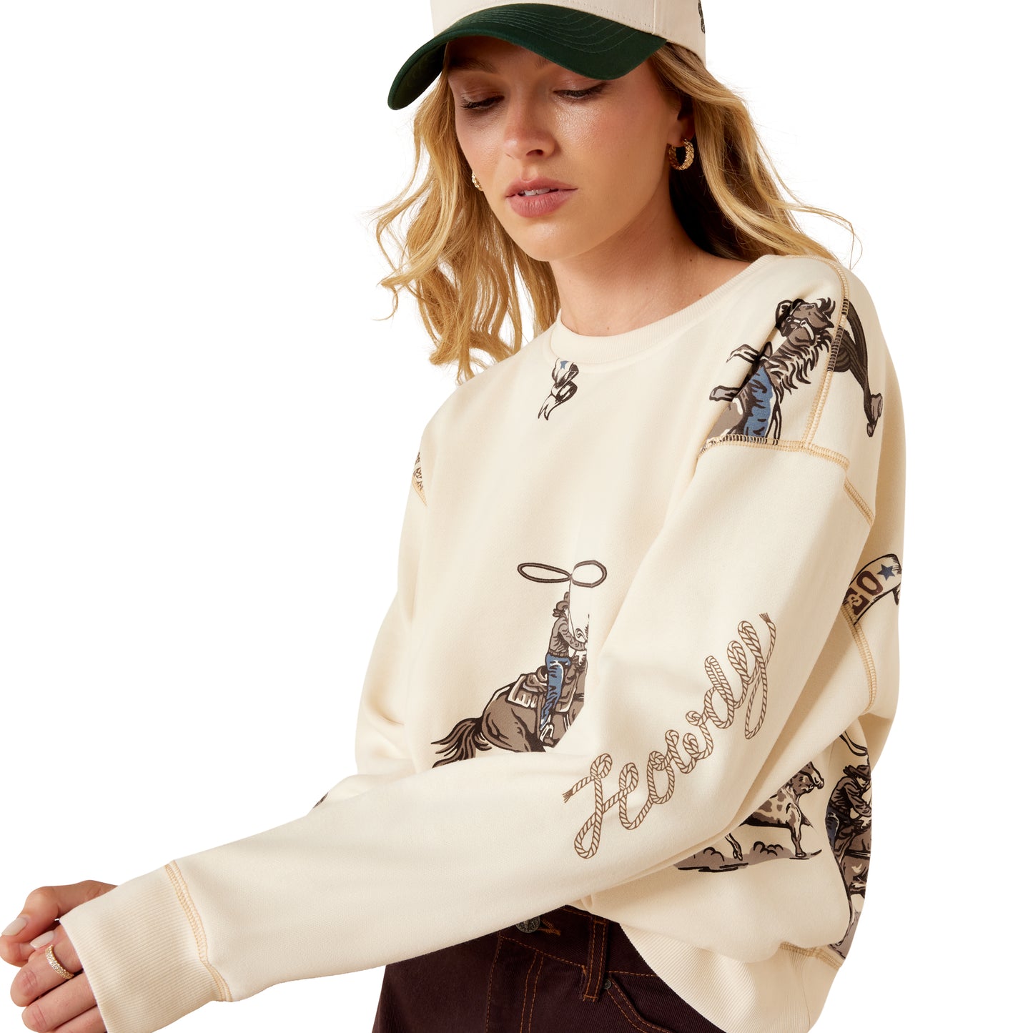 Ariat Ladies Rancher Parchment Novelty Sweatshirt 10079307