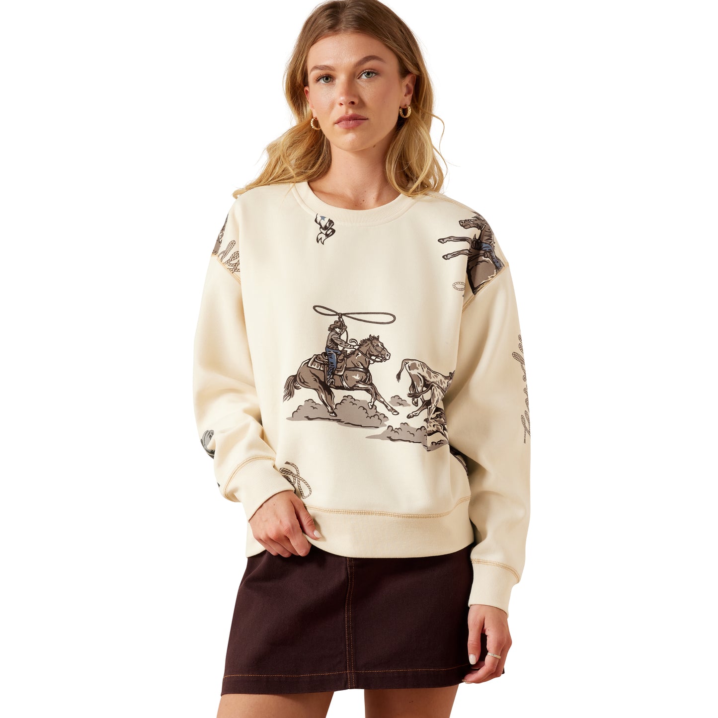Ariat Ladies Rancher Parchment Novelty Sweatshirt 10079307