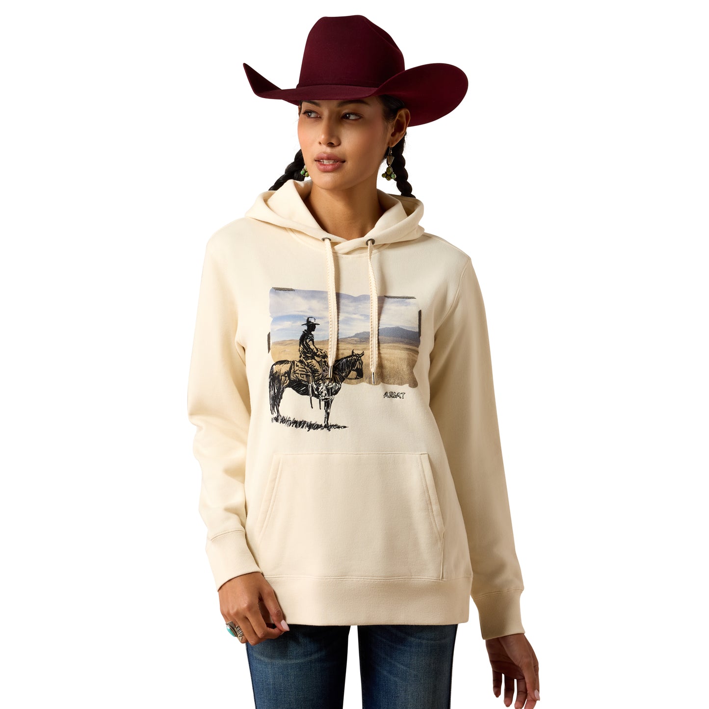 Ariat Ladies Wish You Were Here Parchment Fleece Hoodie 10079308