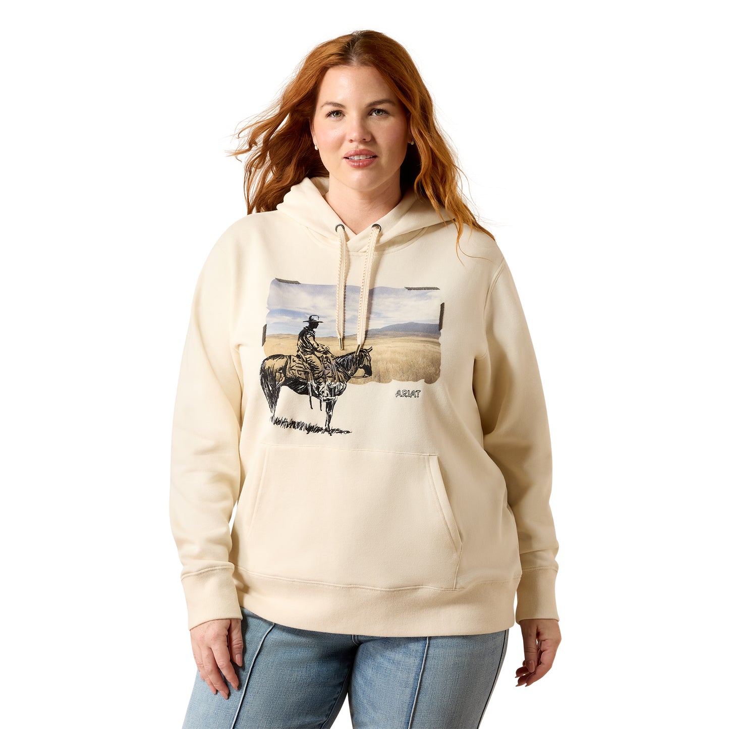Ariat Ladies Wish You Were Here Parchment Fleece Hoodie 10079308