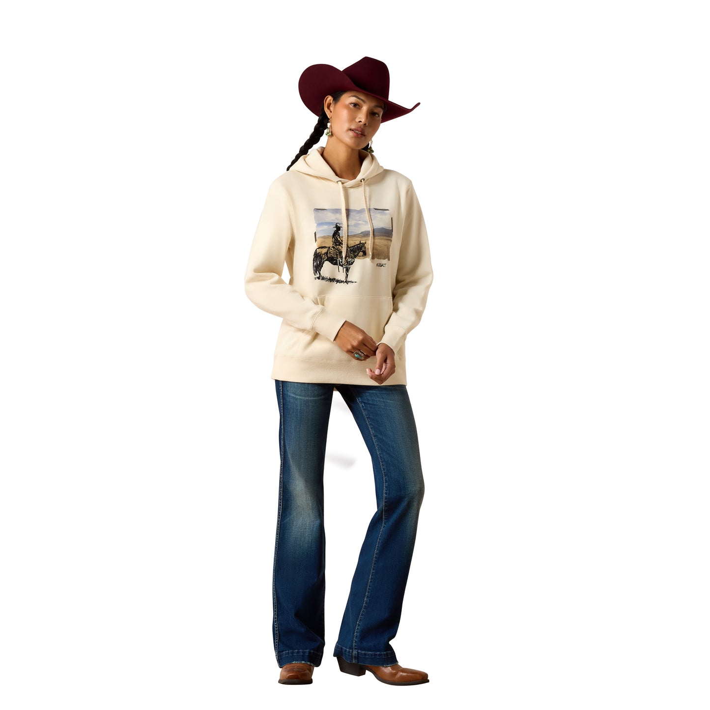 Ariat Ladies Wish You Were Here Parchment Fleece Hoodie 10079308