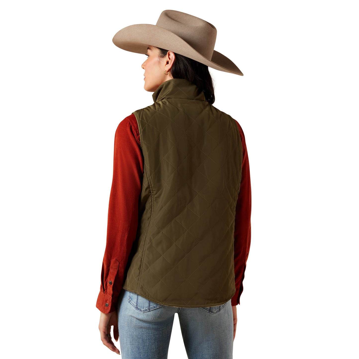 Ariat Ladies Dilon 2.0 Ivy Green Wild Horse Print Reversible Insulated Vest 10079319