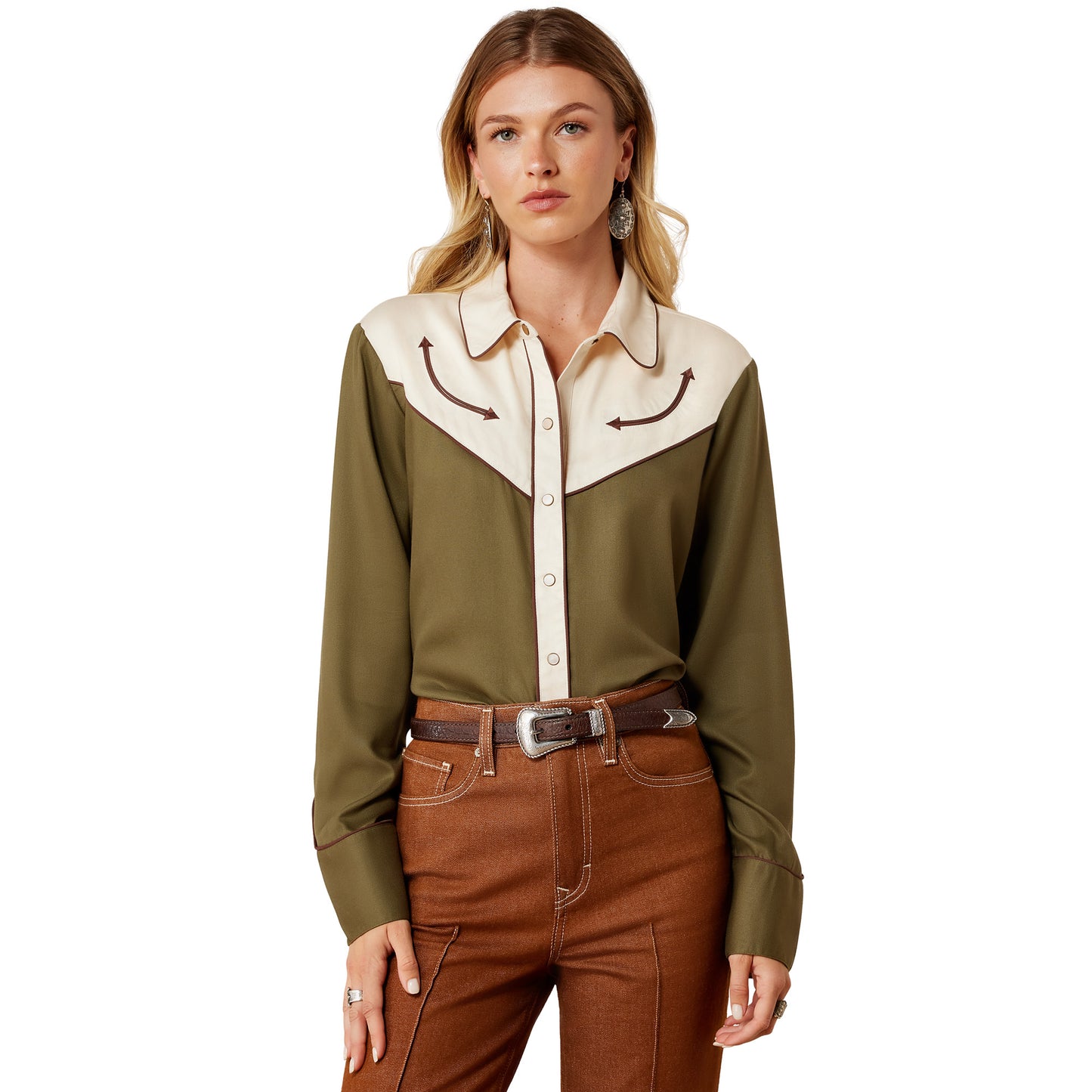 Ariat Ladies Bellamy Ivy Green & Parchment Snap Shirt 10079320