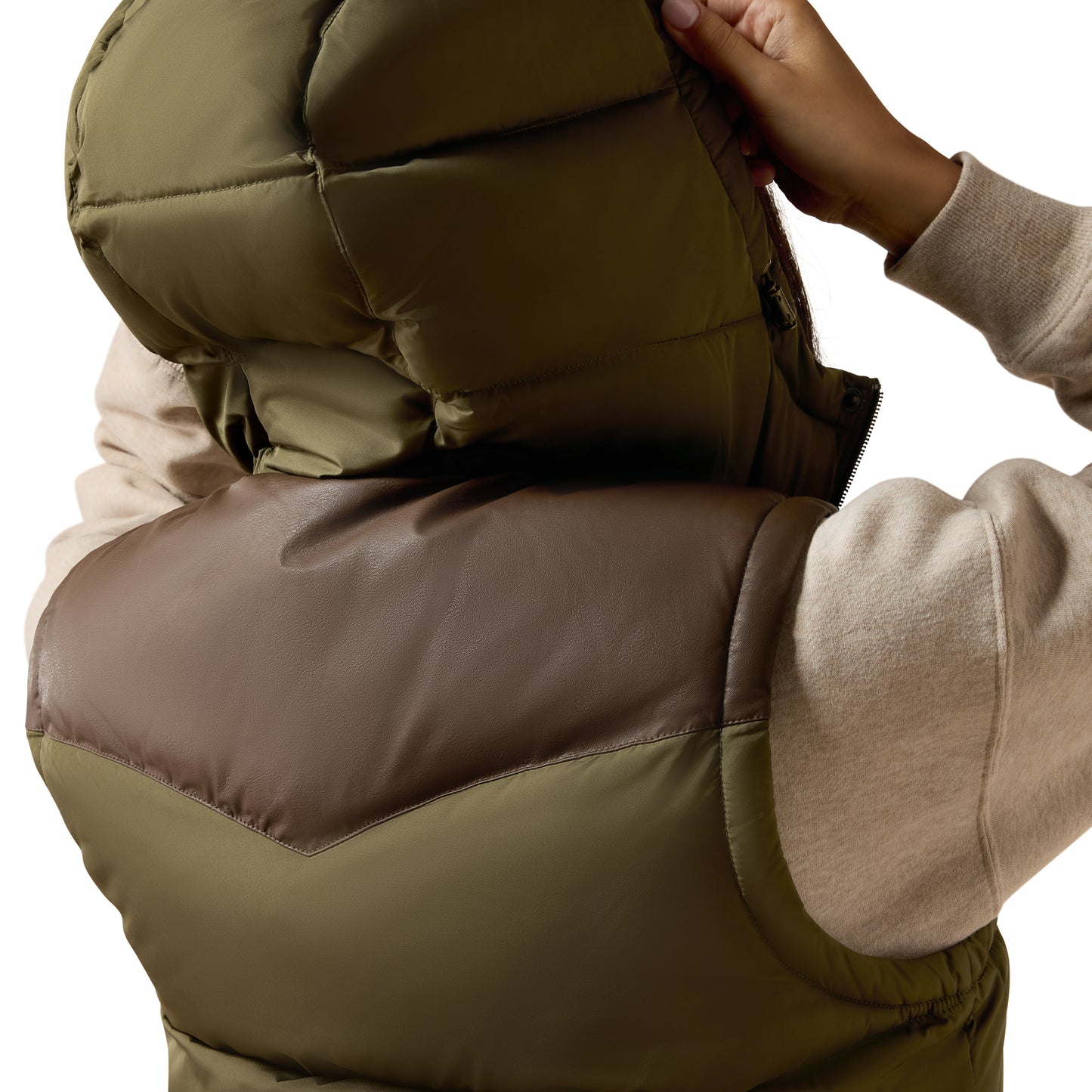 Ariat Ladies Ivy Green Chicory Coffee Frontier Puffer Vest 10079321