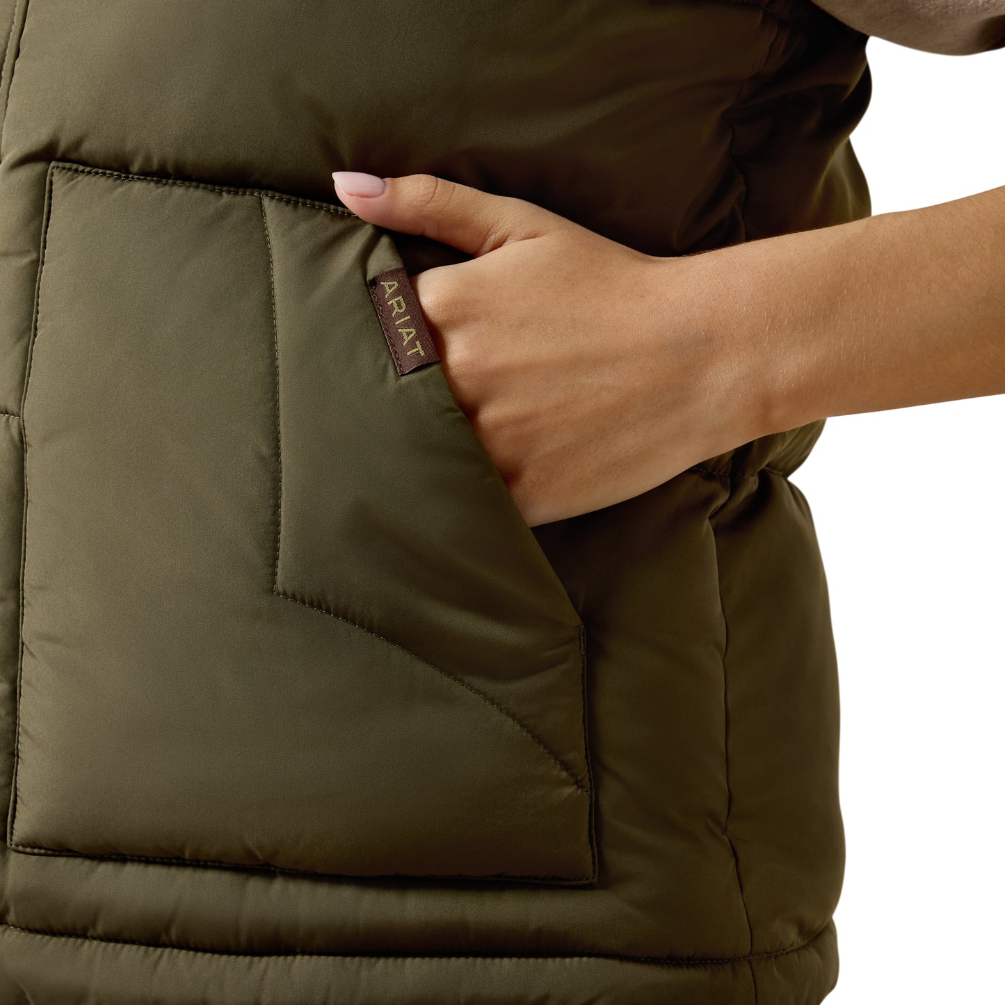 Ariat Ladies Ivy Green Chicory Coffee Frontier Puffer Vest 10079321