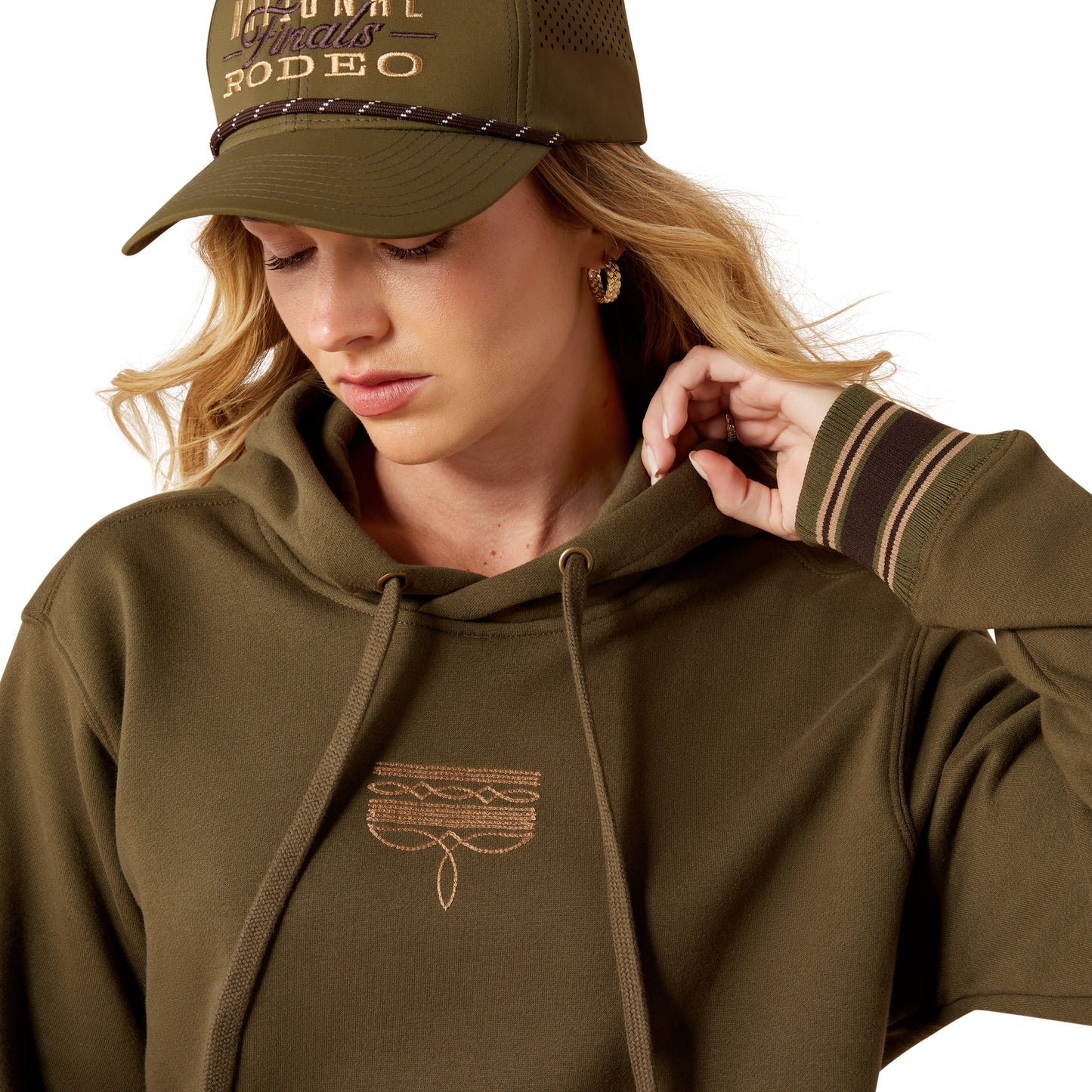 Ariat Ladies Threaded Through Ivy Green Fleece Hoodie 10079330