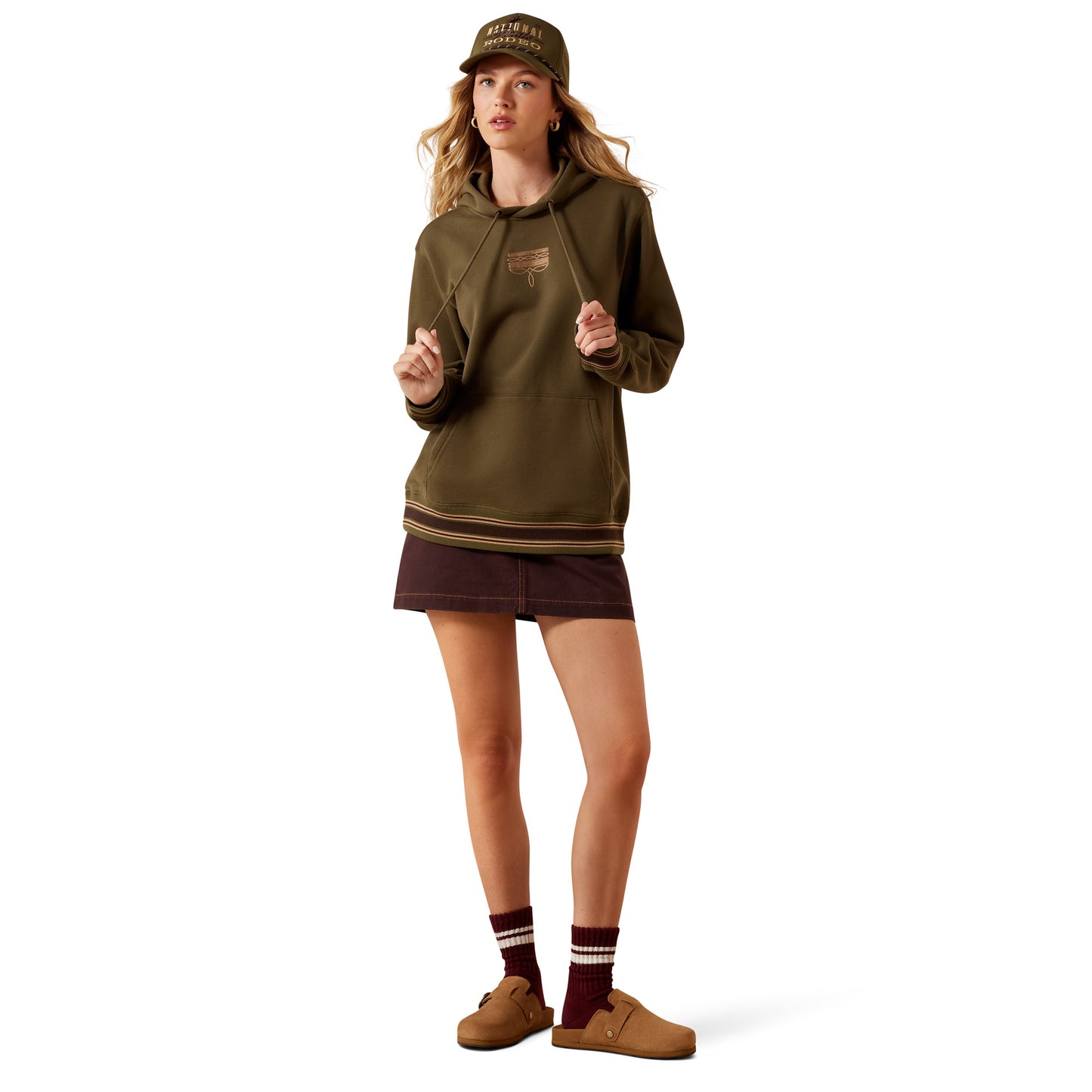 Ariat Ladies Threaded Through Ivy Green Fleece Hoodie 10079330