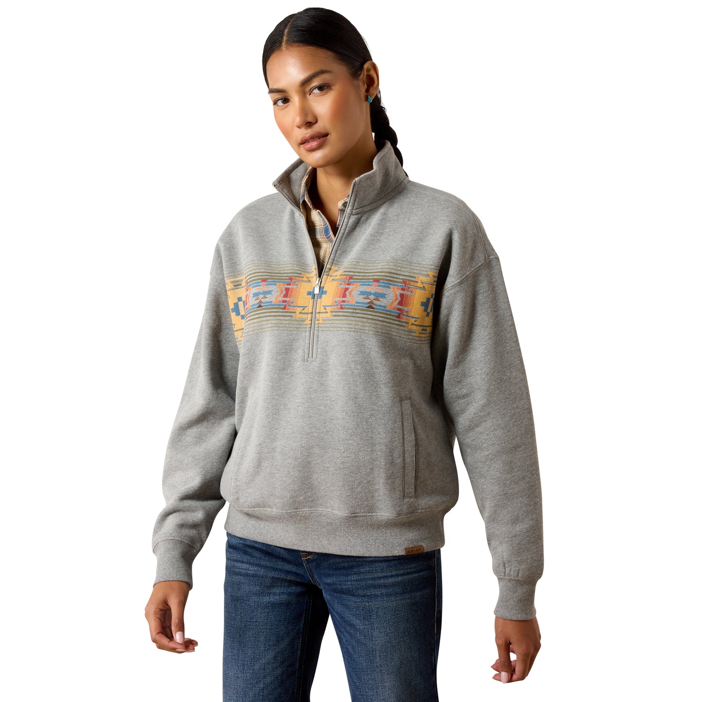 Ariat Ladies Selena Heather Grey 1/2 Zip Sweatshirt 10079347