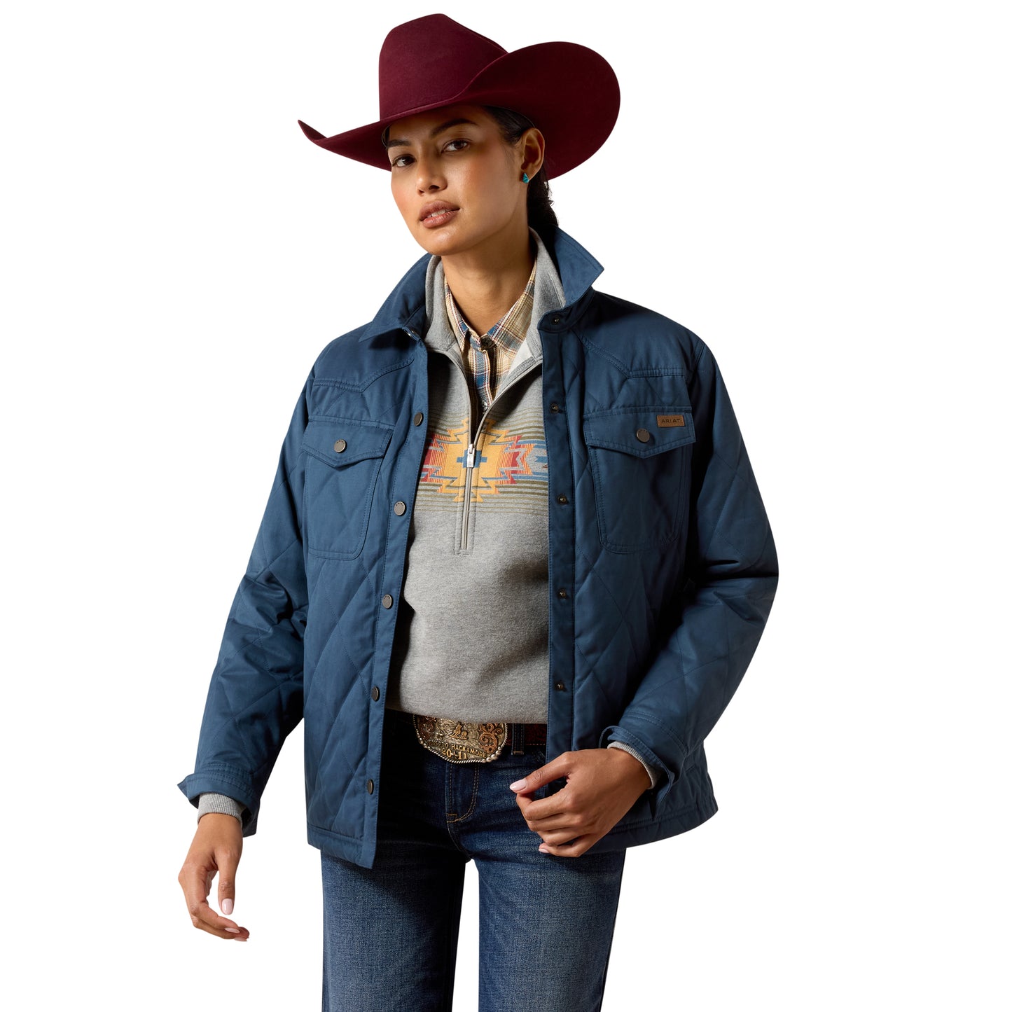 Ariat Ladies Grizzly Midnight Navy Quilted Barn Jacket 10079351