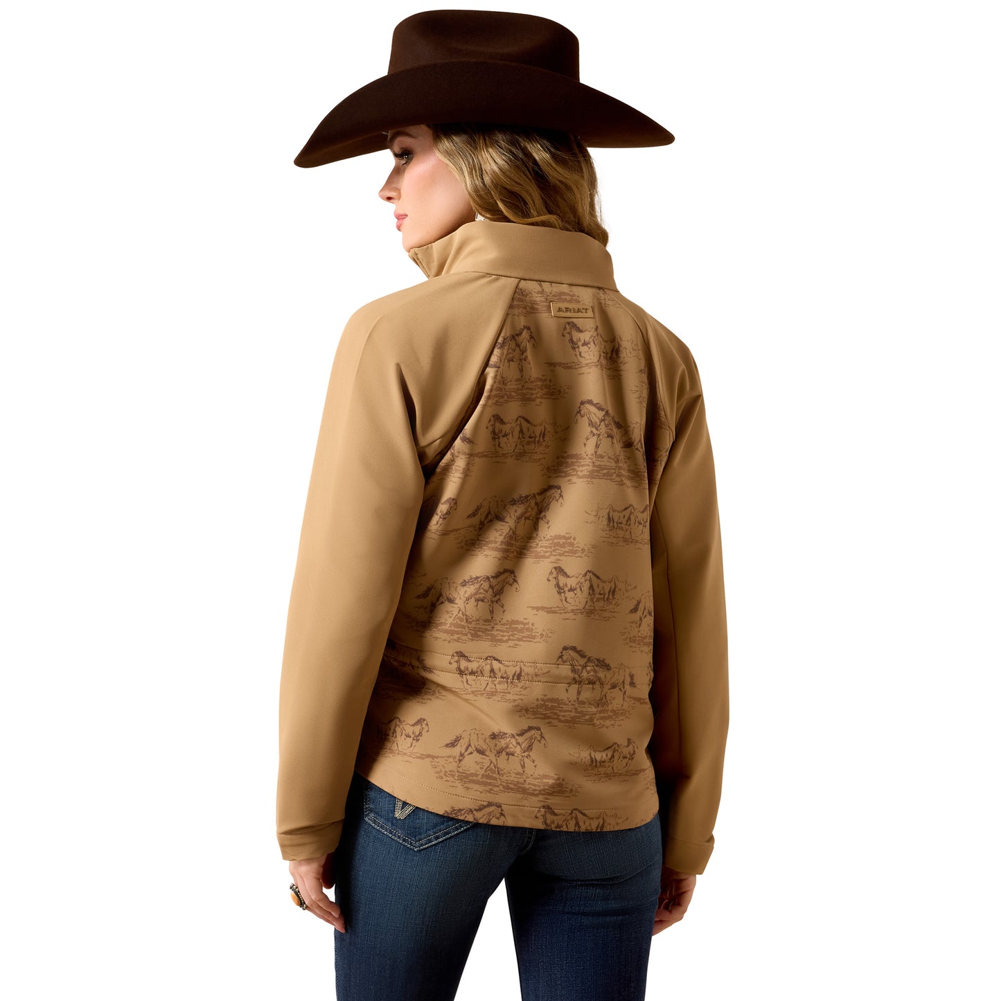 Ariat Ladies Tigers Eye Wild Horses Print Beige Jacket 10079393