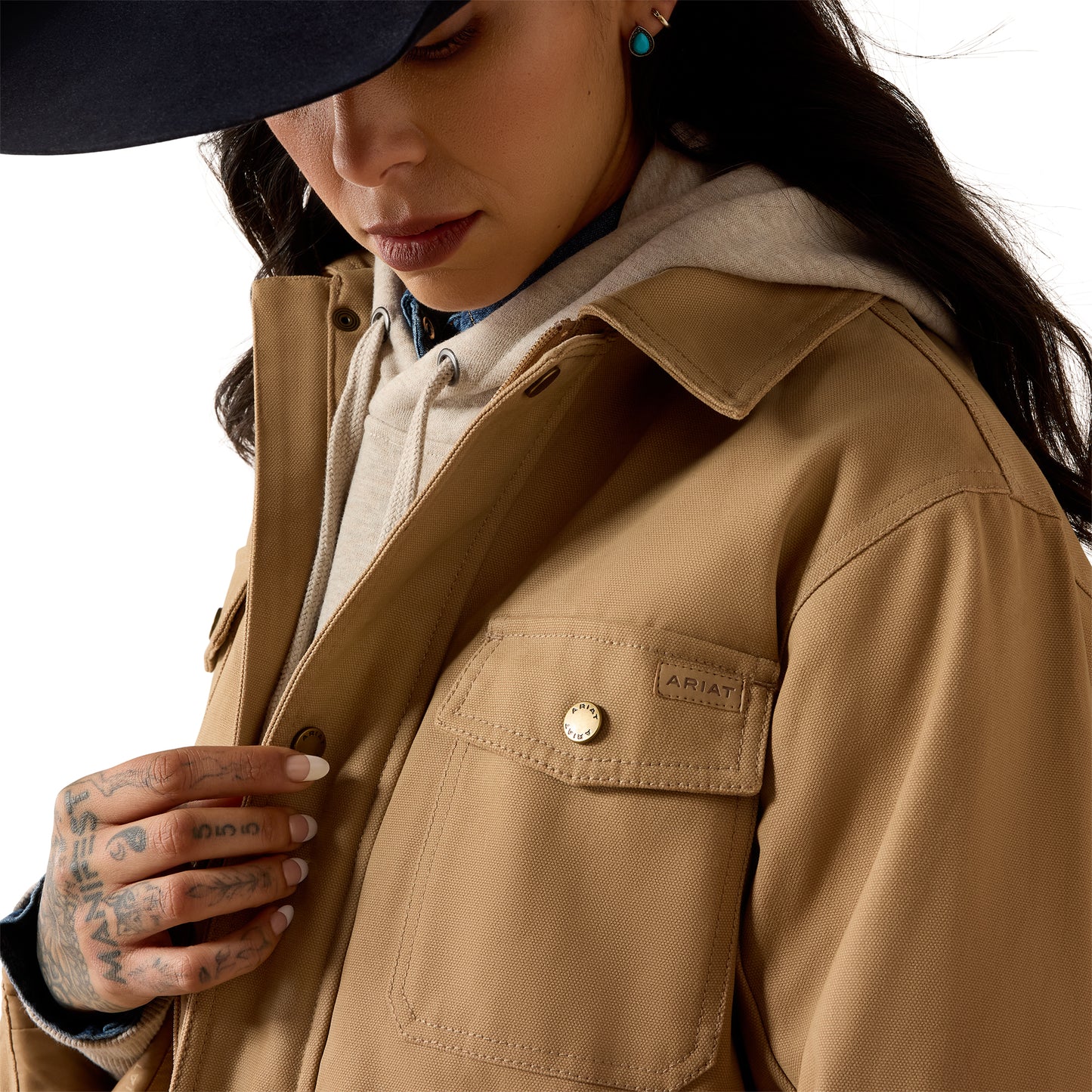 Ariat Ladies Western Canvas Chore Tigers Eye Beige Jacket 10079395