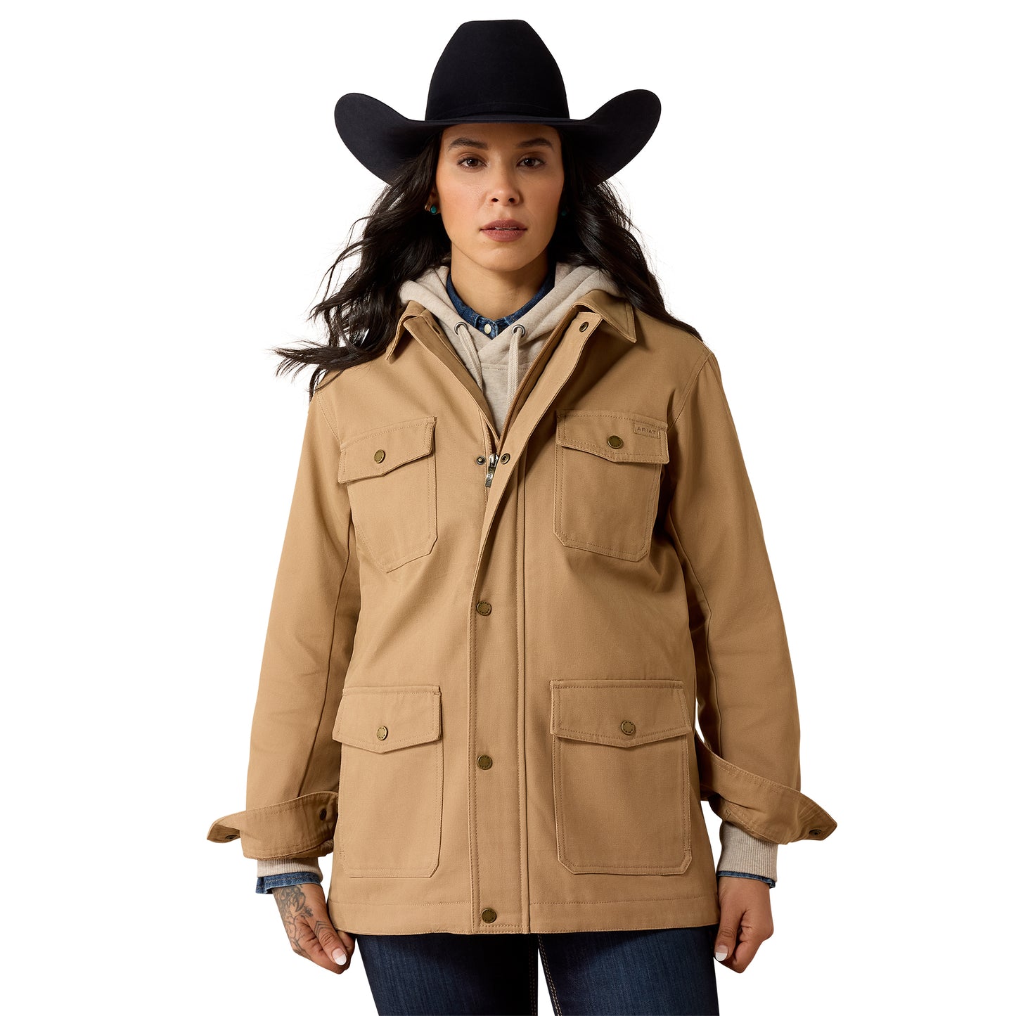 Ariat Ladies Western Canvas Chore Tigers Eye Beige Jacket 10079395