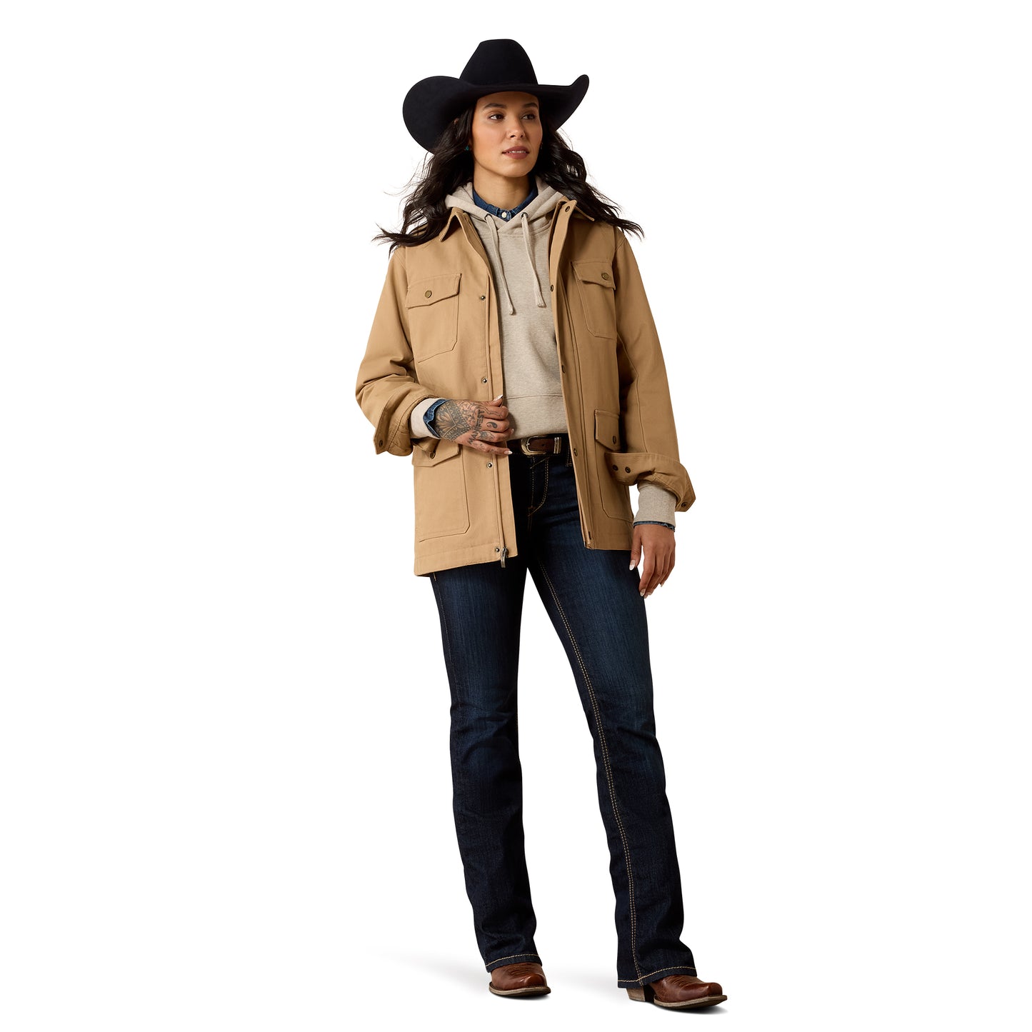 Ariat Ladies Western Canvas Chore Tigers Eye Beige Jacket 10079395