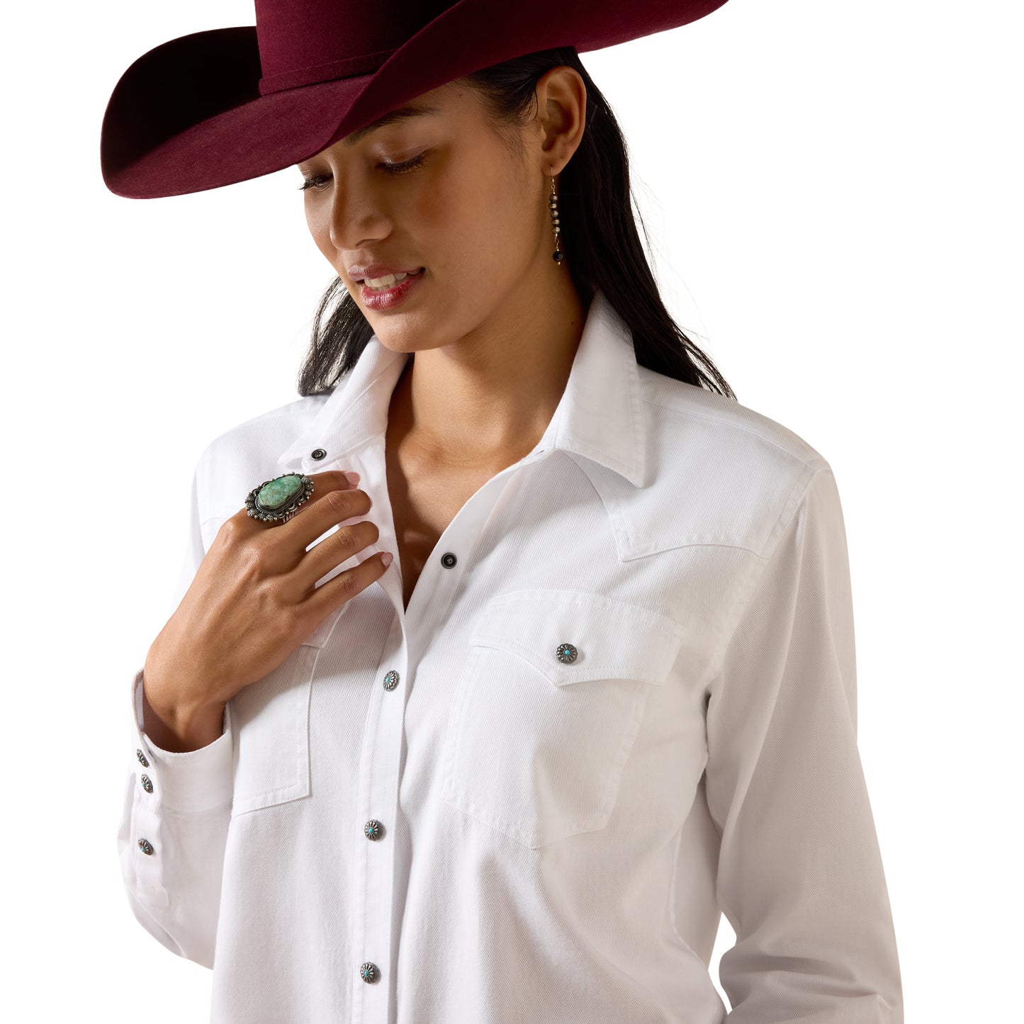 Ariat Ladies Silver Horizon White Western Snap Shirt 10079428