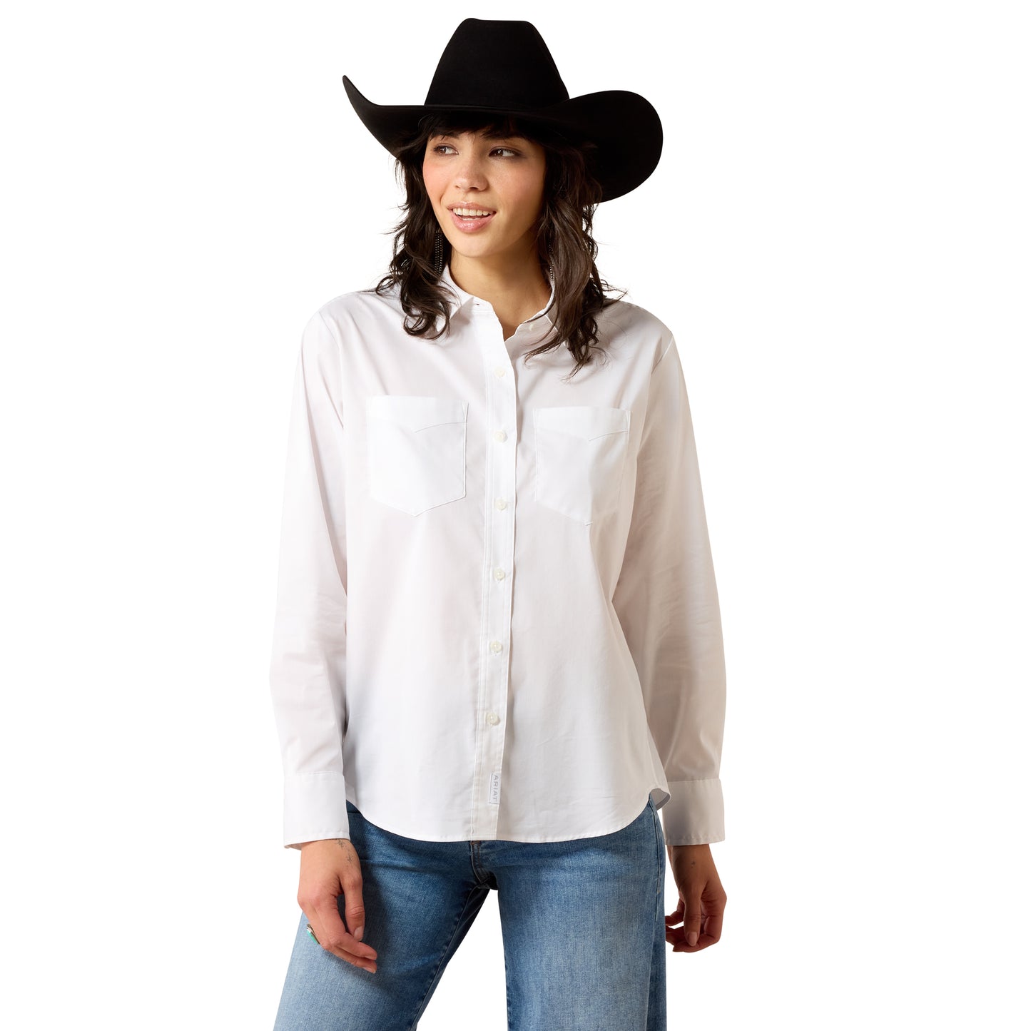 Ariat Ladies Everything Solid White Button Down Shirt 10079429