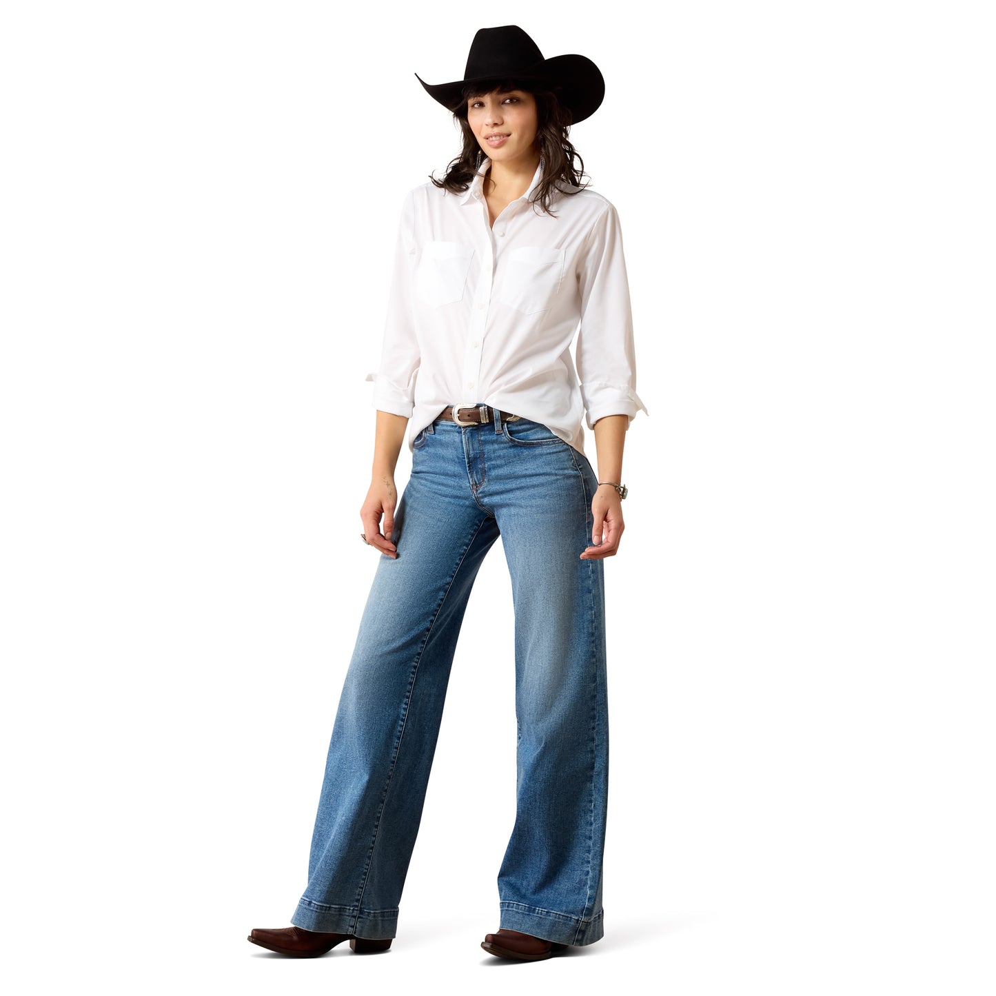 Ariat Ladies Everything Solid White Button Down Shirt 10079429