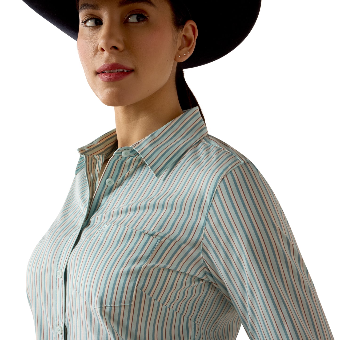 Ariat Ladies Team Kirby Saltwater Henna Striped Button Down Shirt 10079440