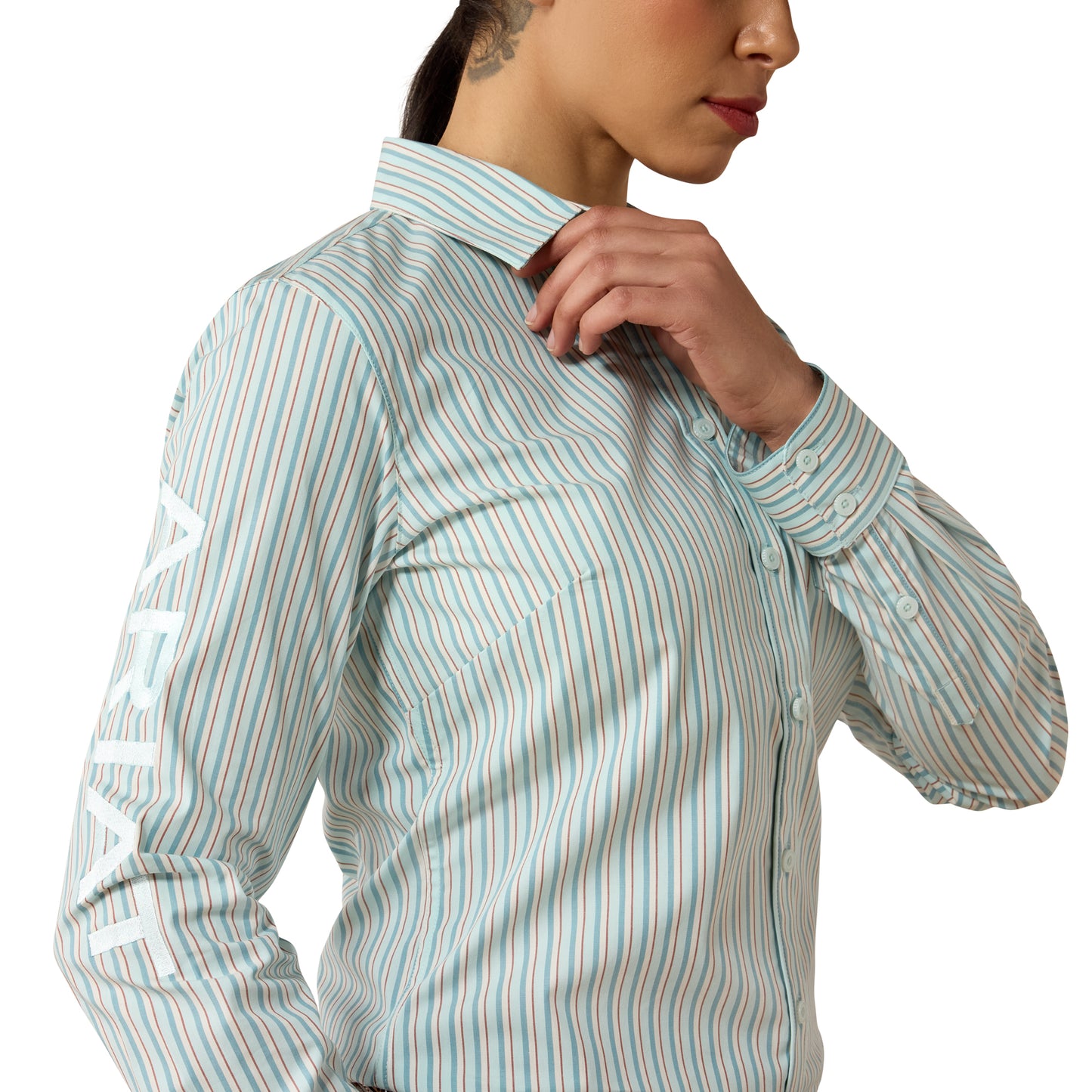 Ariat Ladies Team Kirby Saltwater Henna Striped Button Down Shirt 10079440