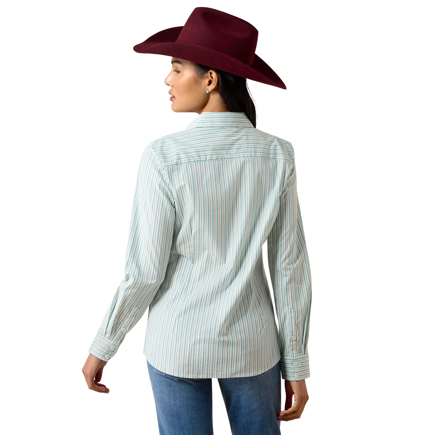Ariat Ladies Kirby Stretch Saltwater Henna Striped Button Down Shirt 10079441