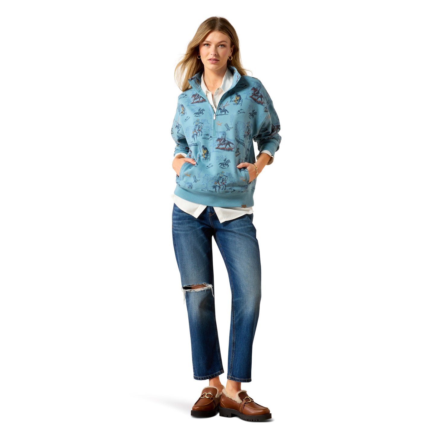 Ariat Ladies Retro Rodeo Painted 1/2 Zip Sweatshirt 10079452