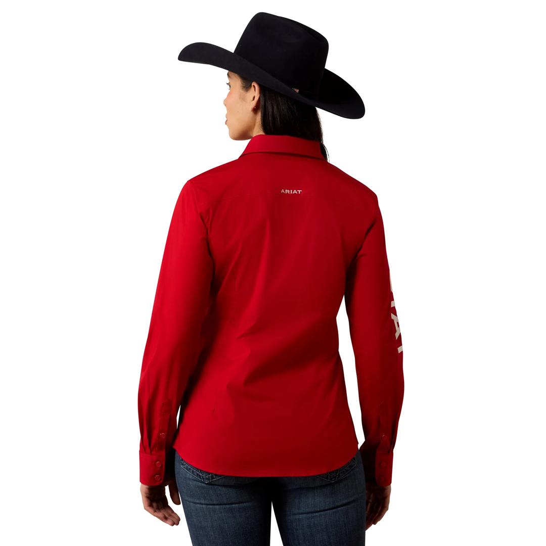Ariat Ladies Savvy Red Team Kirby Button Down 10079477 back