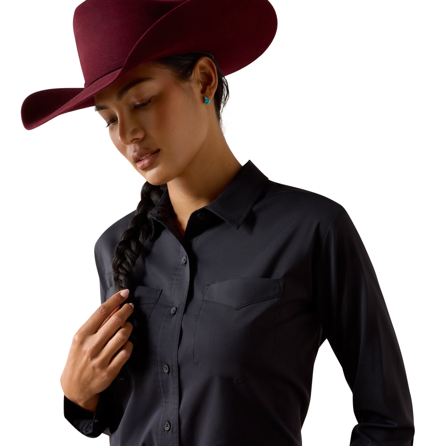 Ariat Ladies Everything Solid Black Button Down Shirt 10079508