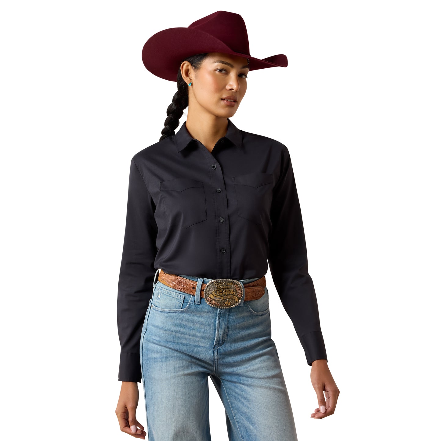 Ariat Ladies Everything Solid Black Button Down Shirt 10079508