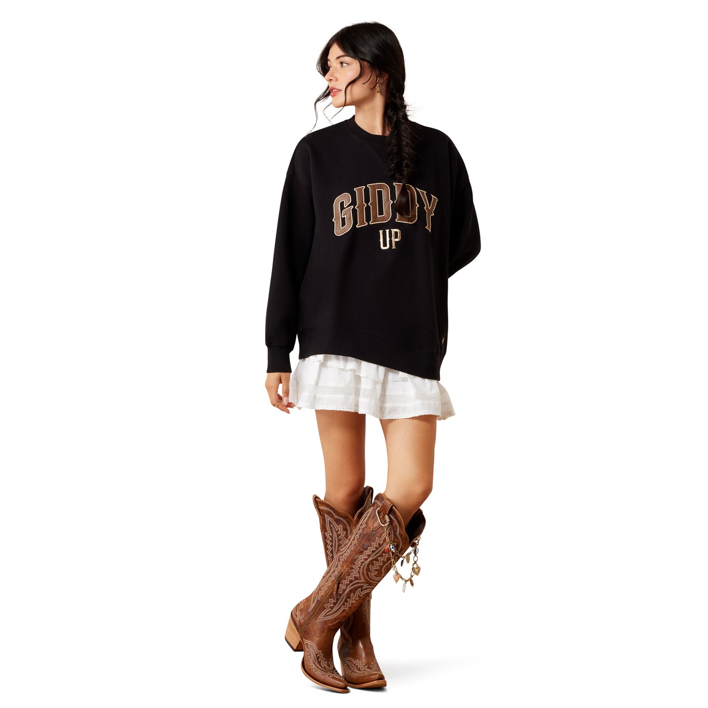 Ariat Ladies Black Oversized Fleece Sweatshirt 10079509