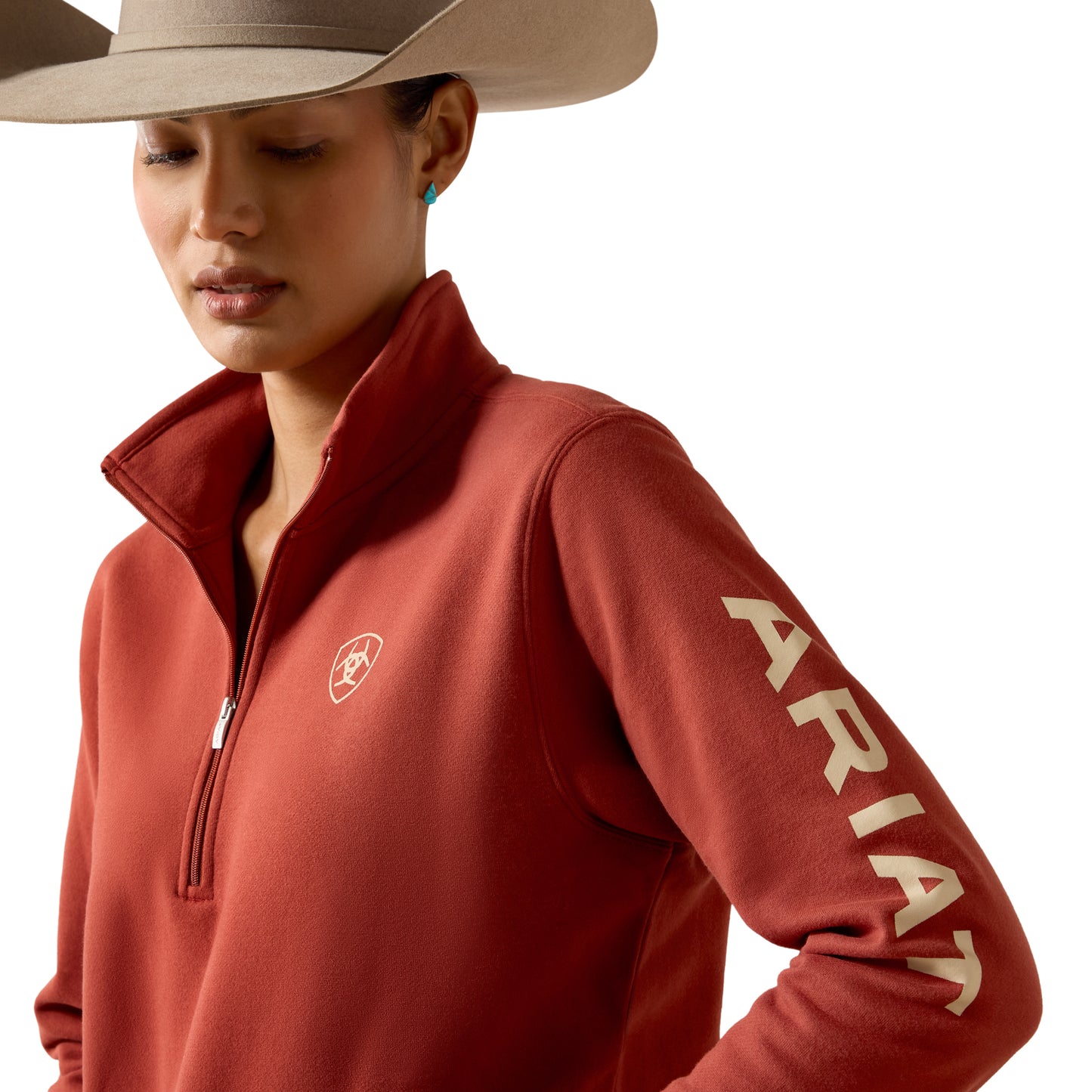 Ariat Ladies Foundation Logo Burnt Henna 1/2 Zip Sweatshirt 10079517