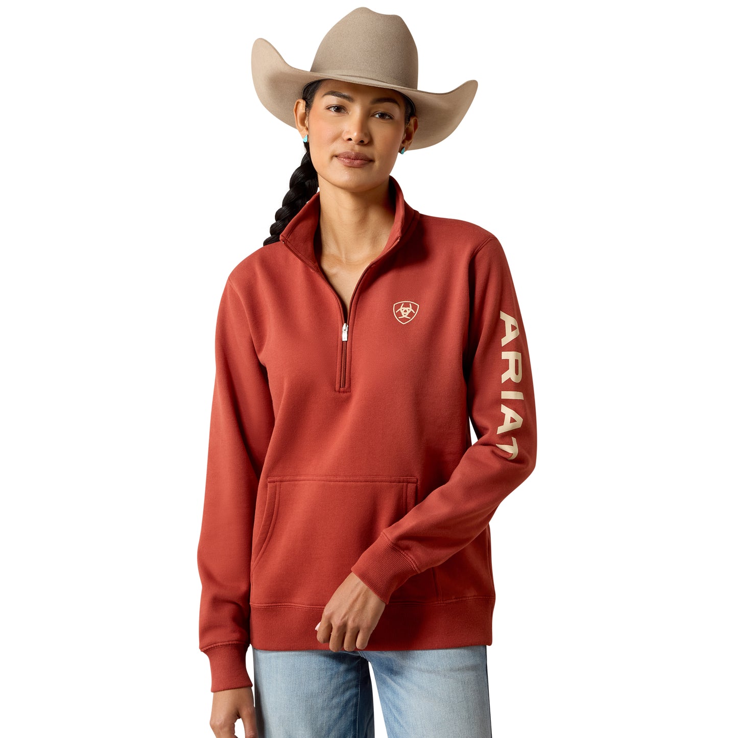 Ariat Ladies Foundation Logo Burnt Henna 1/2 Zip Sweatshirt 10079517