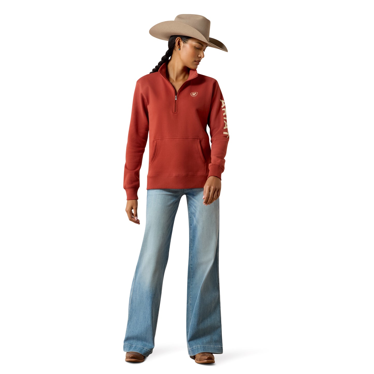 Ariat Ladies Foundation Logo Burnt Henna 1/2 Zip Sweatshirt 10079517