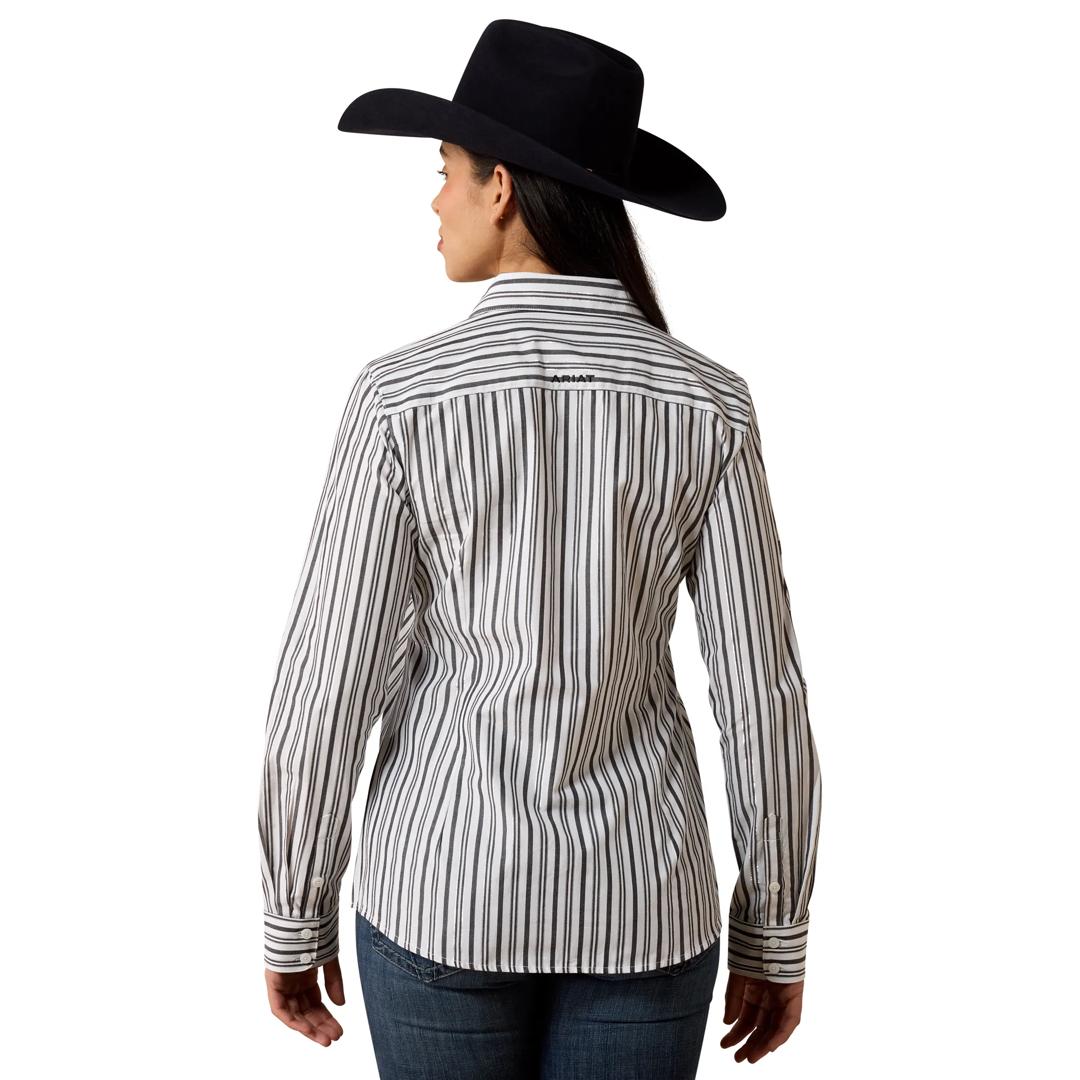 Ariat Ladies Black & White Striped Team Kirby Button Down 10079536 back