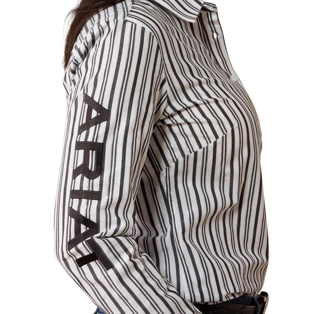 Ariat Ladies Black & White Striped Team Kirby Button Down 10079536 detail02