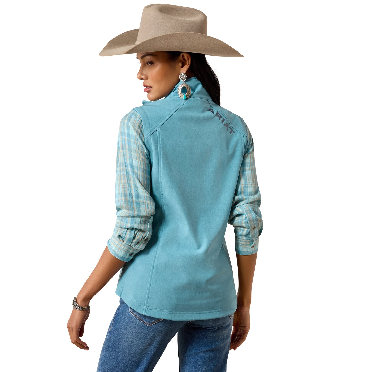 Ariat Ladies Adriatic Blue Heather Logo Softshell Vest 10079559