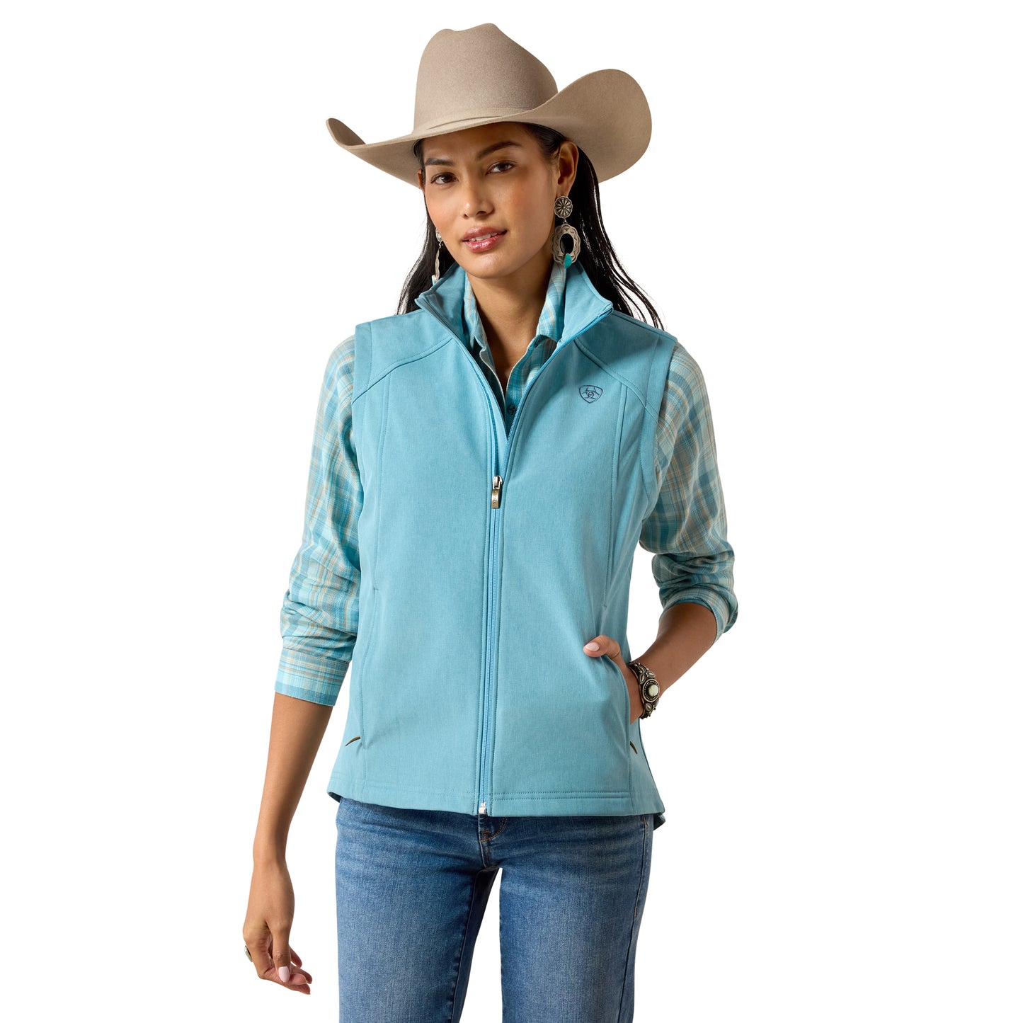 Ariat Ladies Adriatic Blue Heather Logo Softshell Vest 10079559